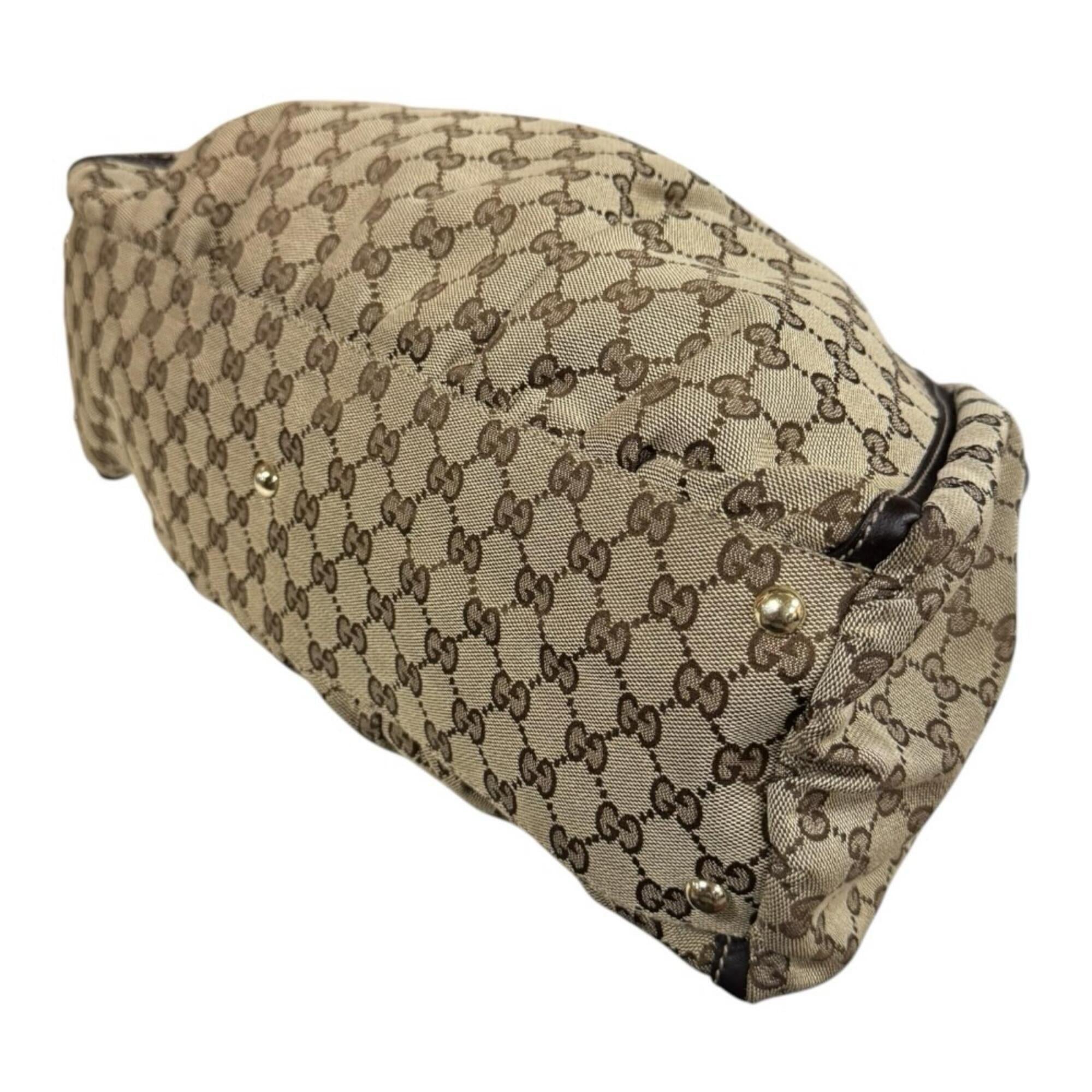 Gucci Abbey Brown Gg Canvas Tote Bag (Pre-Owned)