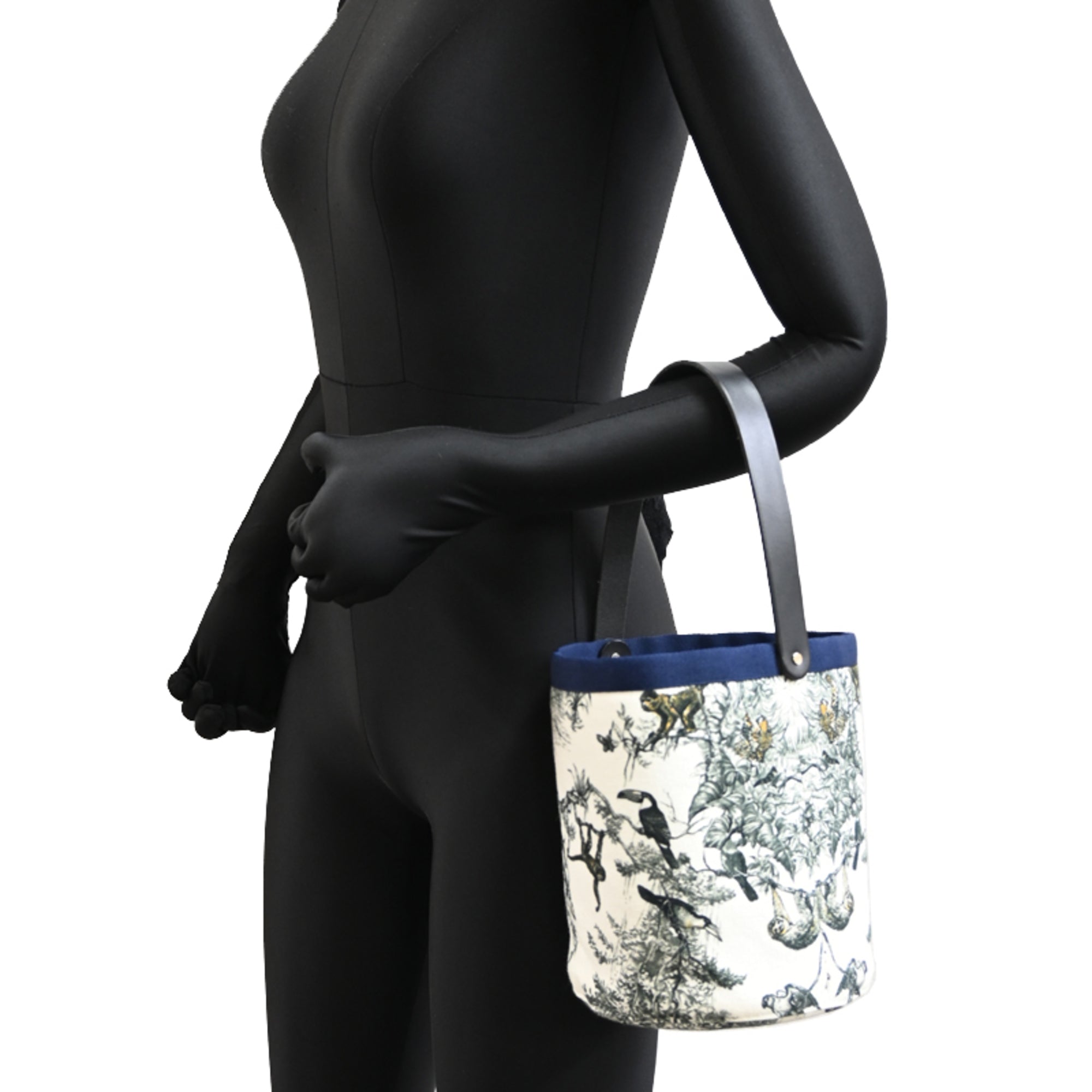 Hermes Black White Canvas Leather Handbag (Pre-Owned)