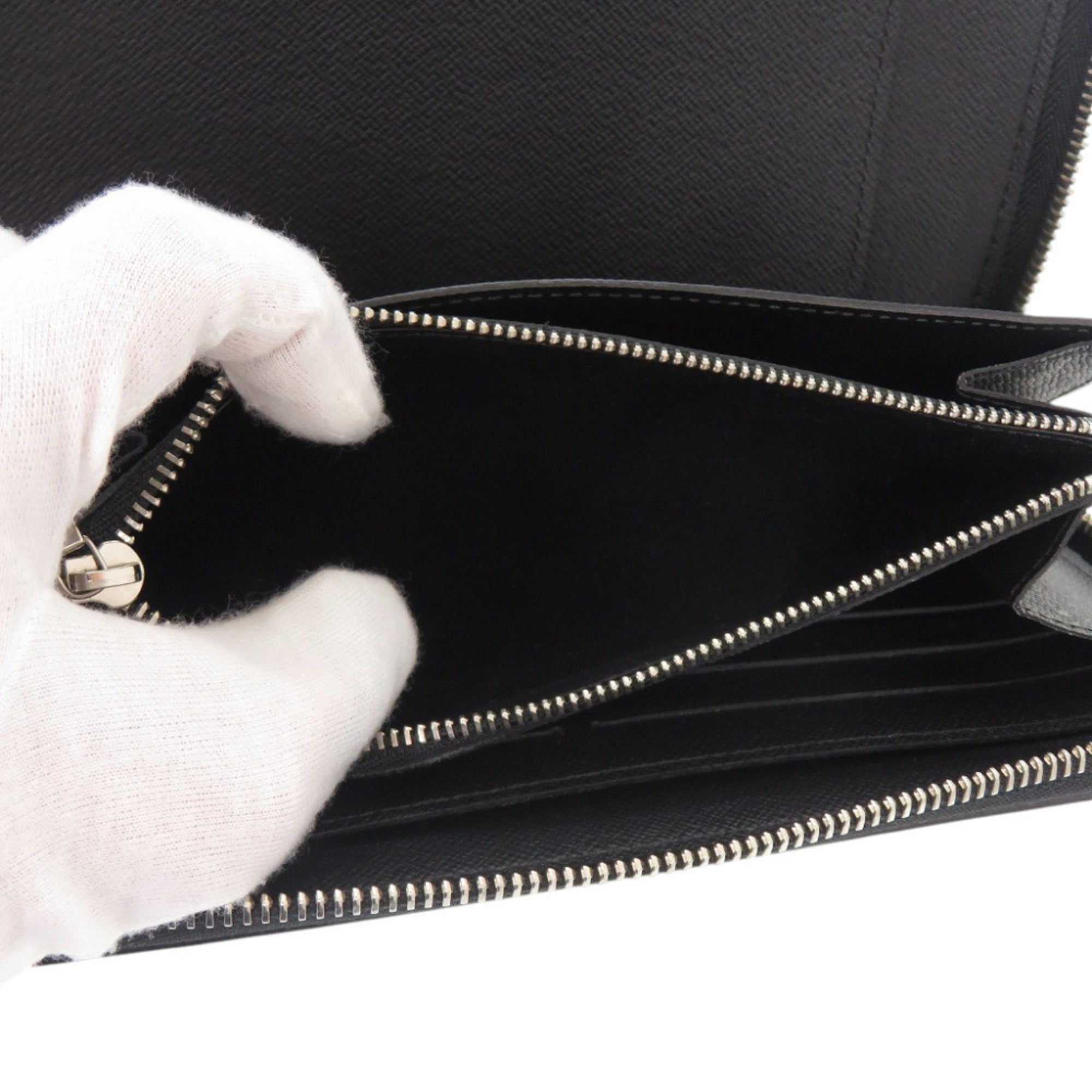 Louis Vuitton Noir Leather Long Wallet (Bi-Fold) (Pre-Owned)
