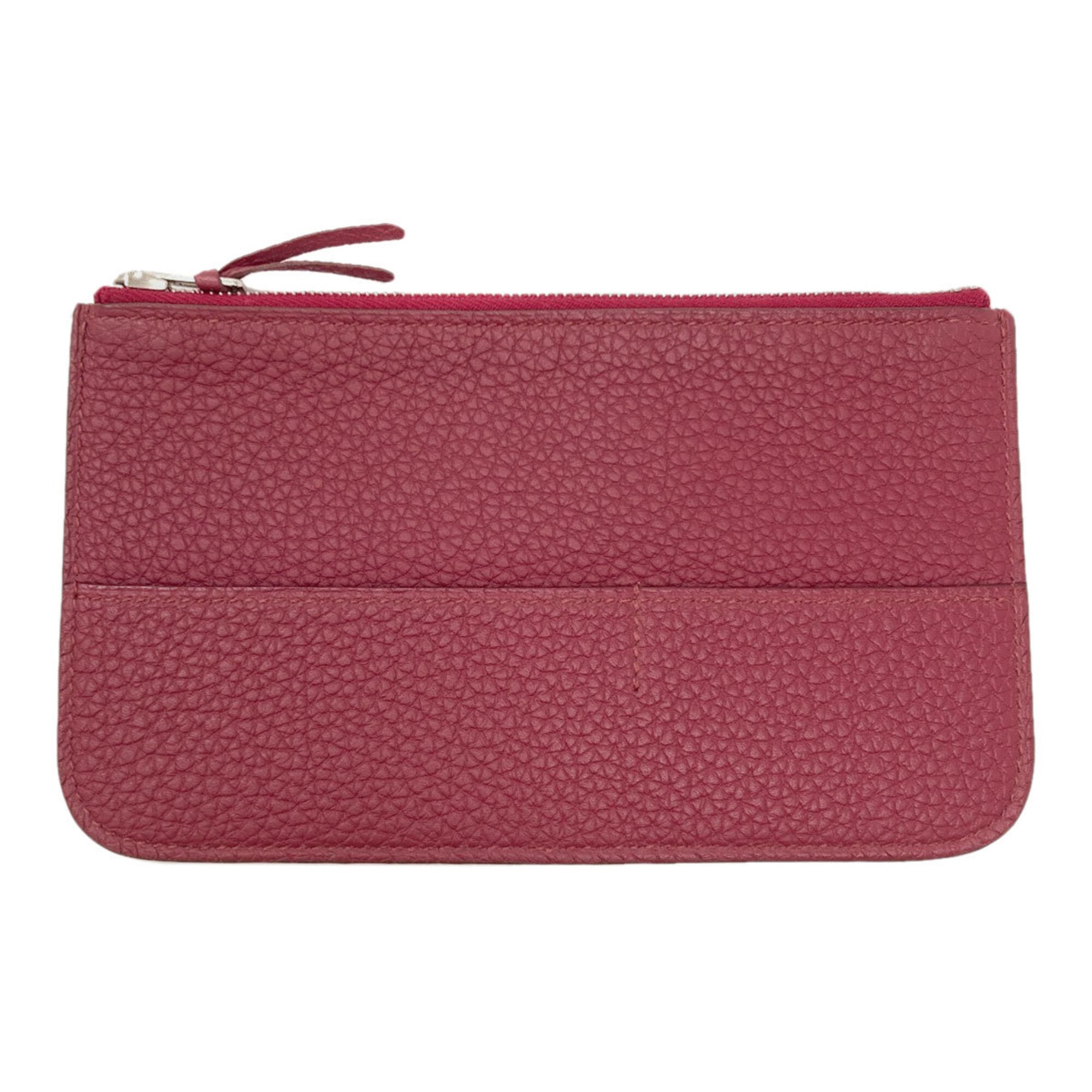 Hermes Red Color Togo Leather Long Wallet (Bi-Fold) (Pre-Owned)