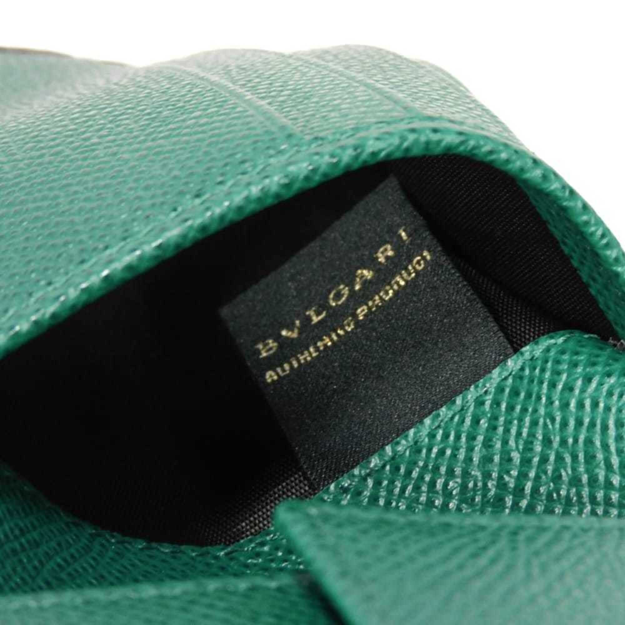 Bvlgari Black Emerald Green Leather Wallet (Bi-Fold) (Pre-Owned)