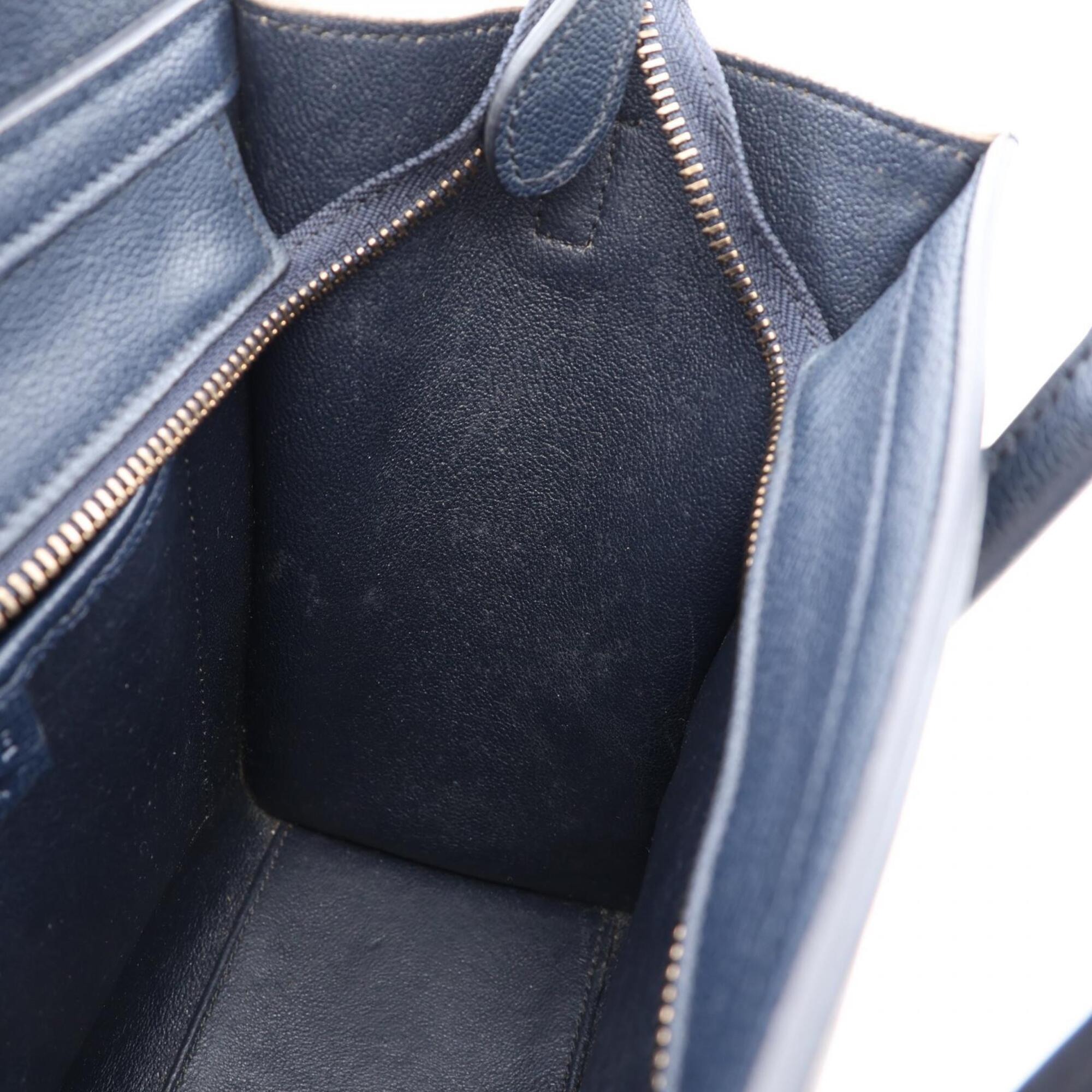 Celine Gray Navy Yellow Leather Handbag (Pre-Owned)