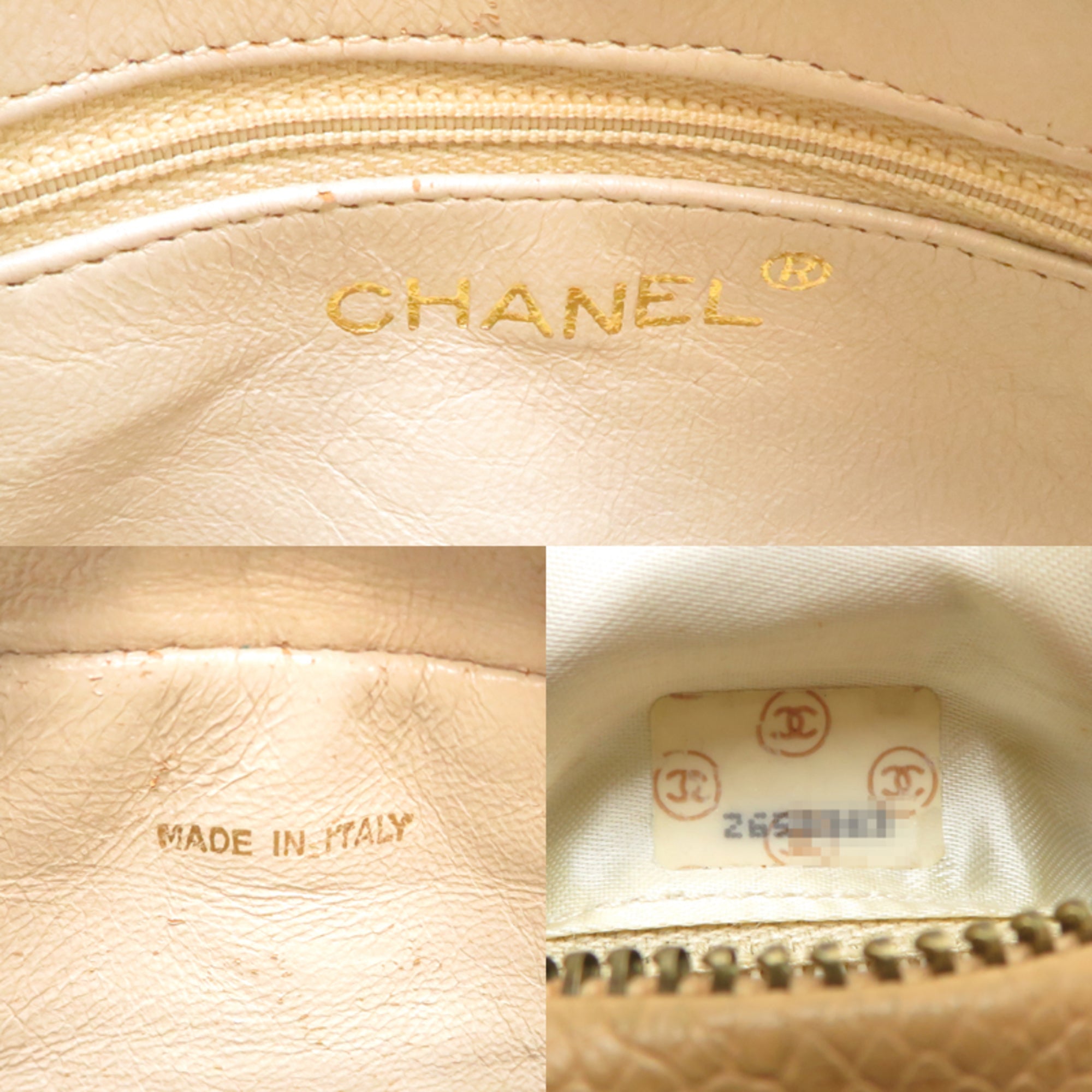 Chanel Beige Grained Calfskin Shoulder Bag (Pre-Owned)