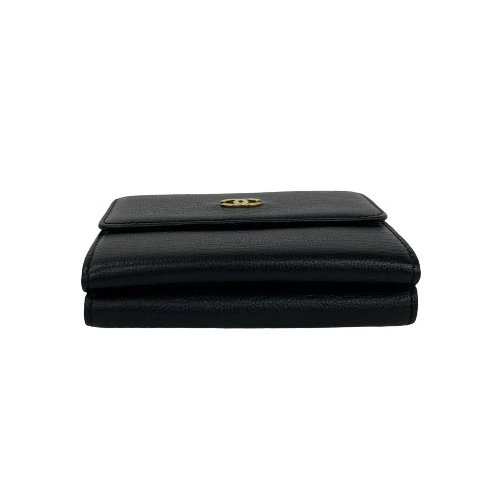 Chanel Black Leather Wallet (Tri-Fold) (Pre-Owned)