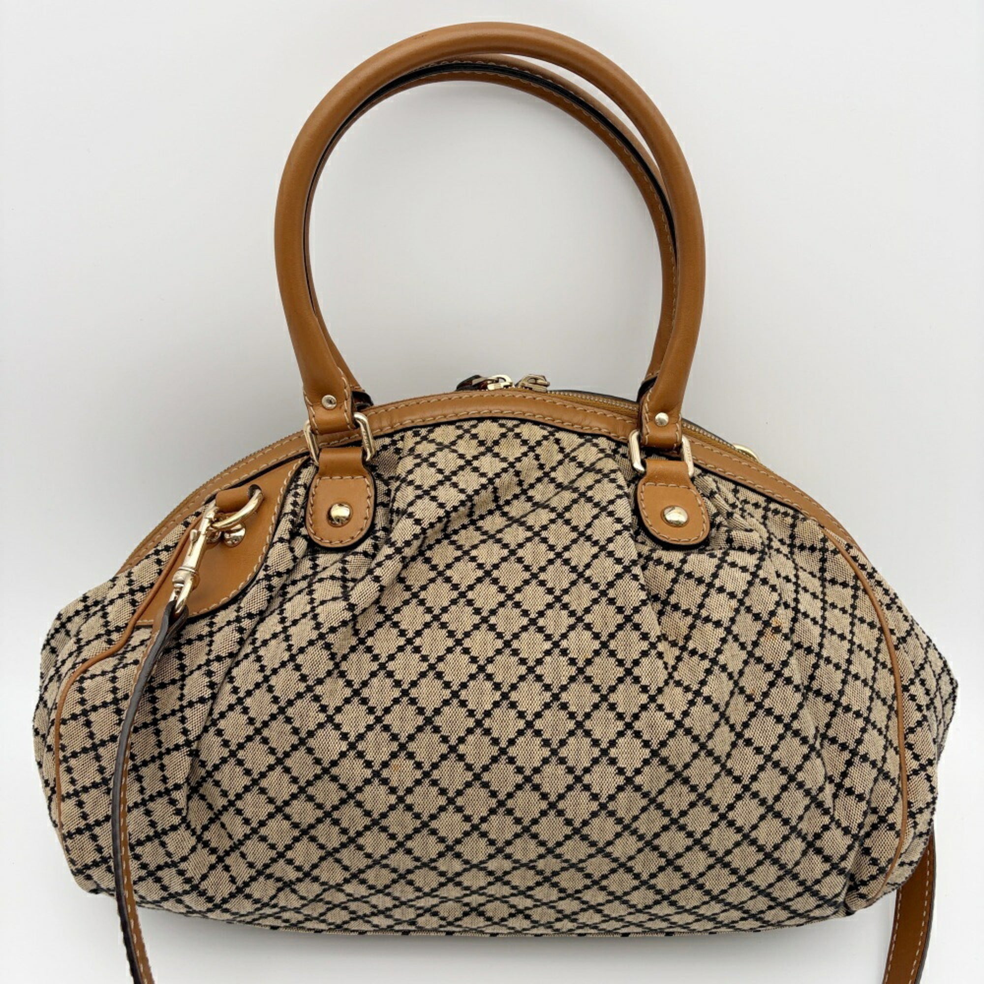 Gucci Brown Canvas Leather Shoulder Bag (Pre-Owned)