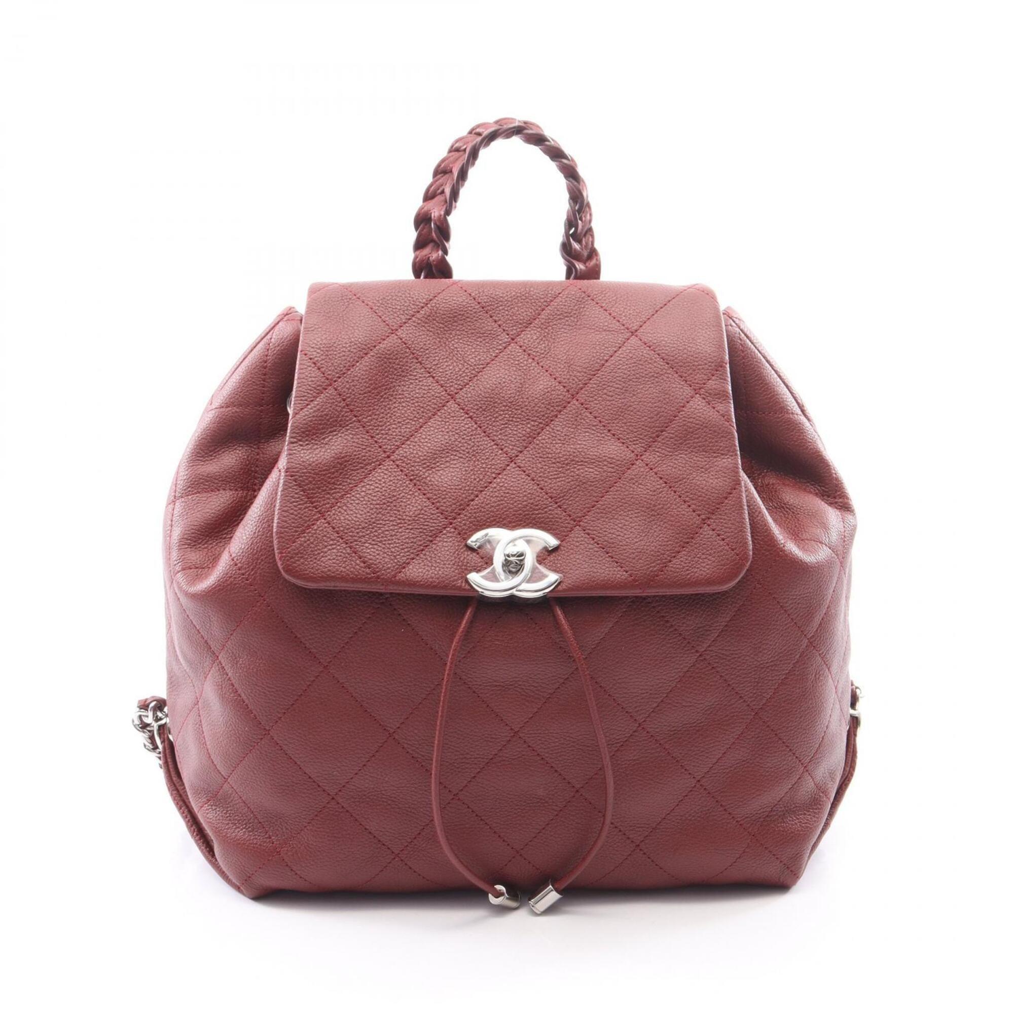 Chanel Bordeaux Grained Calfskin Backpack Handbag (Pre-Owned)