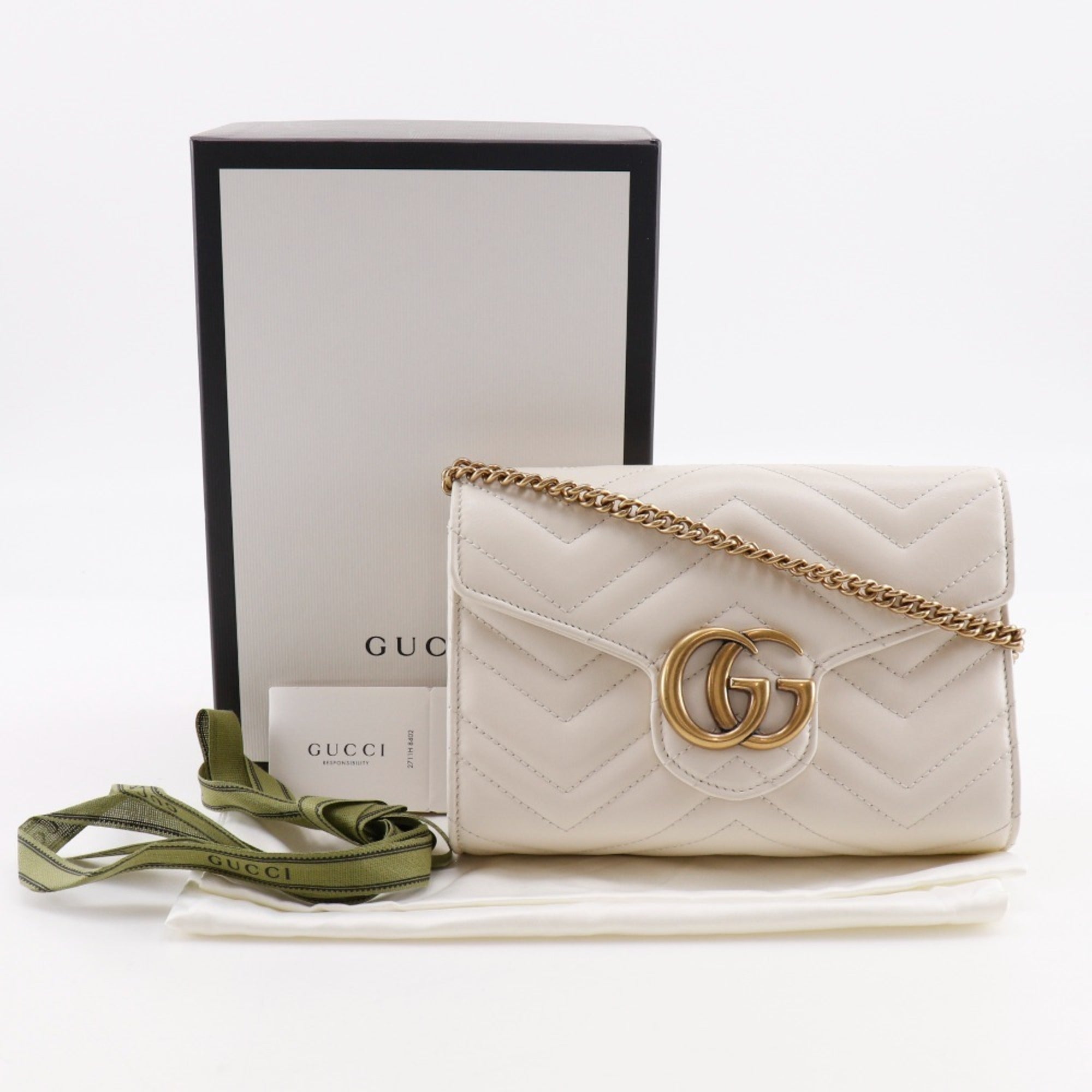 Gucci White Leather Chain/Shoulder Wallet (Pre-Owned)