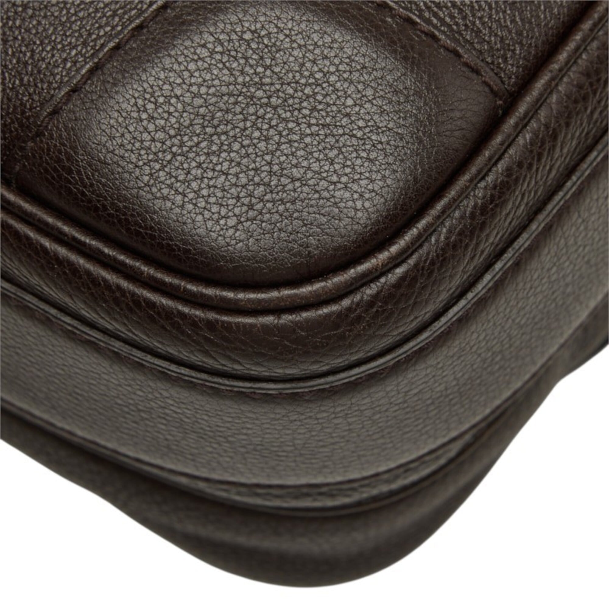 Gucci Dark Brown Leather Messenger Bag Shoulder Bag (Pre-Owned)