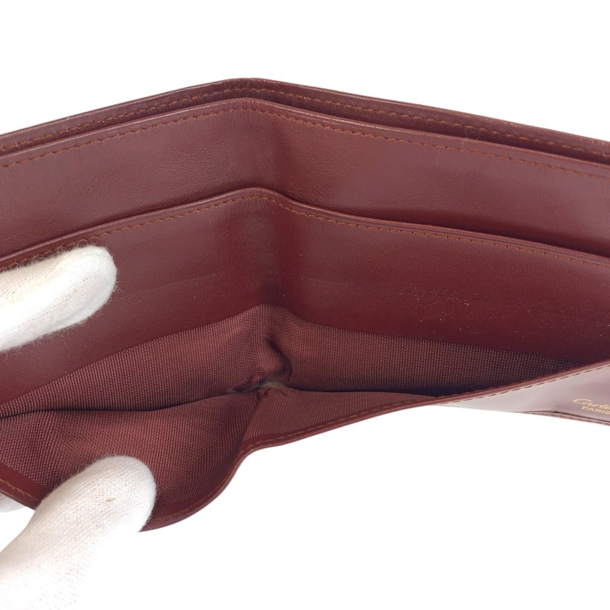 Cartier Bordeaux Wine Red Leather Wallet (Bi-Fold) (Pre-Owned)
