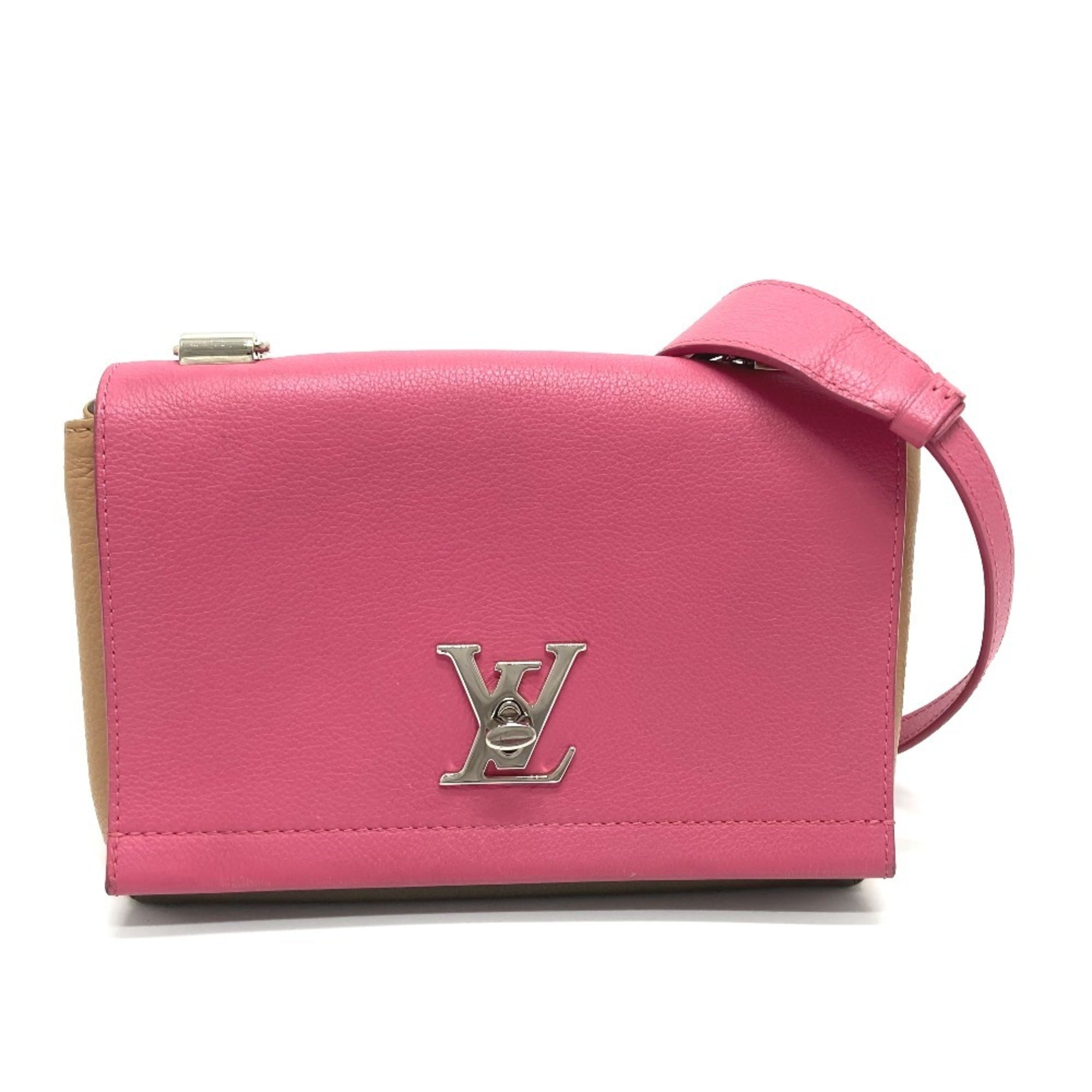 Louis Vuitton Lockme Ii Beige Khaki Pink Leather Handbag Shoulder Bag (Pre-Owned)