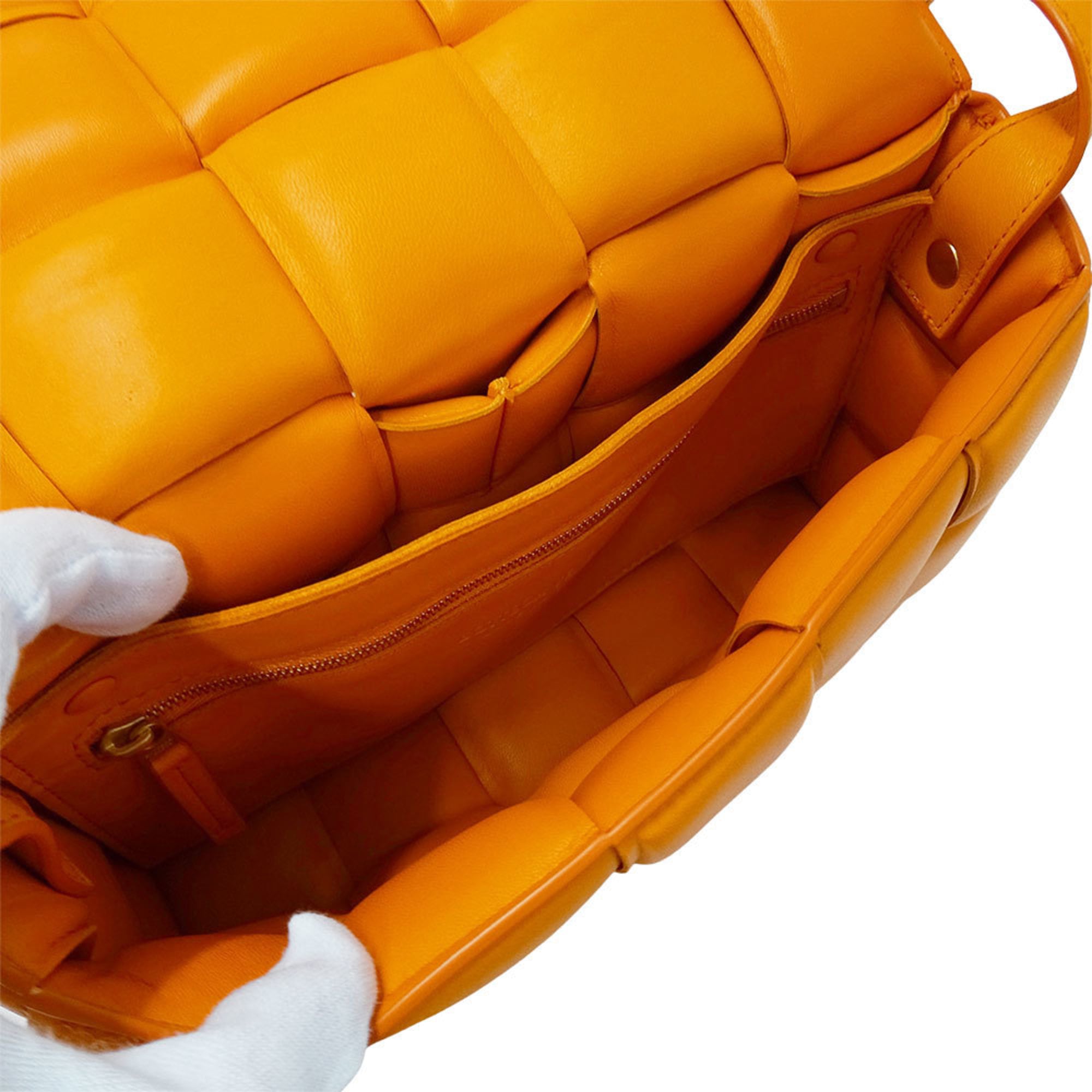 Bottega Veneta Orange Leather Handbag Shoulder Bag (Pre-Owned)