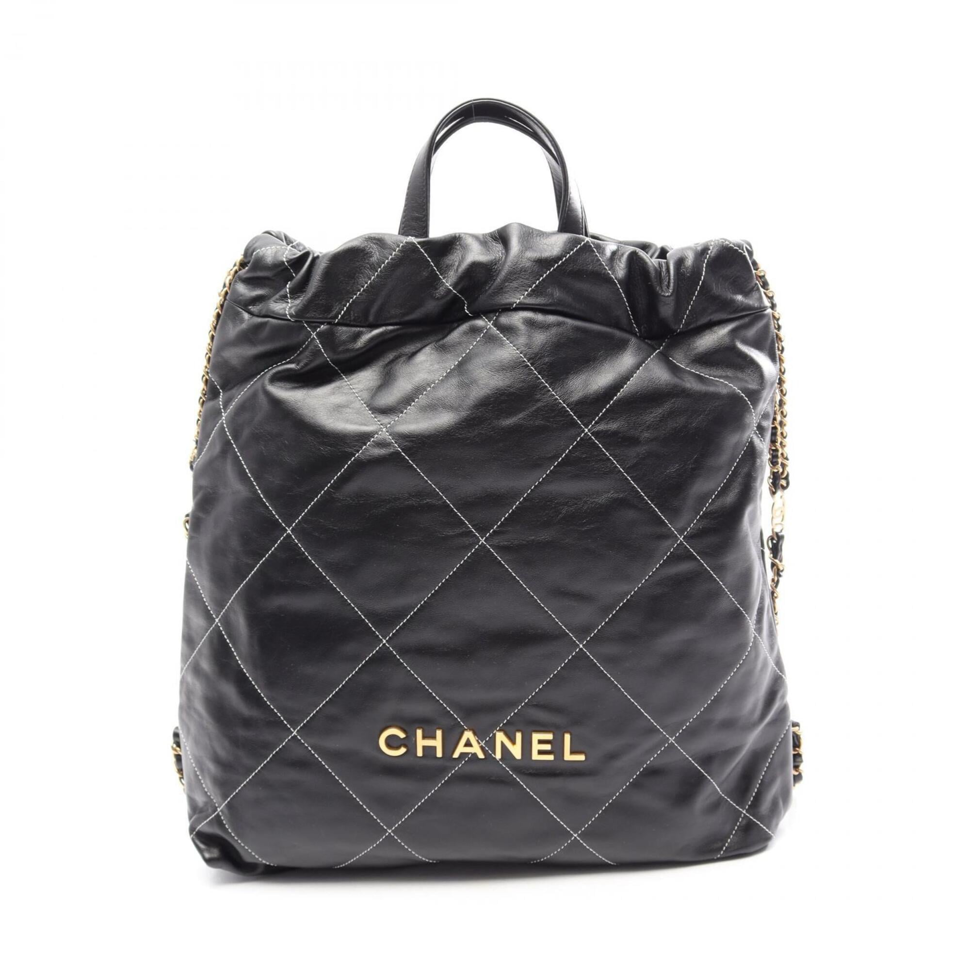 Chanel Black Leather Backpack Handbag (Pre-Owned)