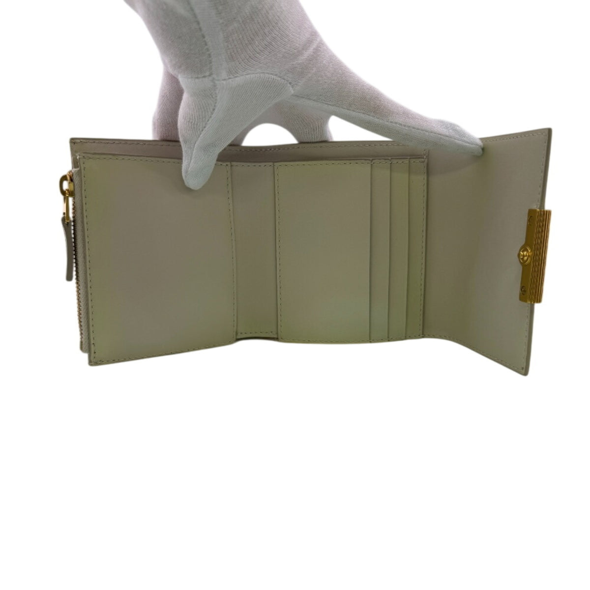 Bottega Veneta White Leather Wallet (Tri-Fold) (Pre-Owned)