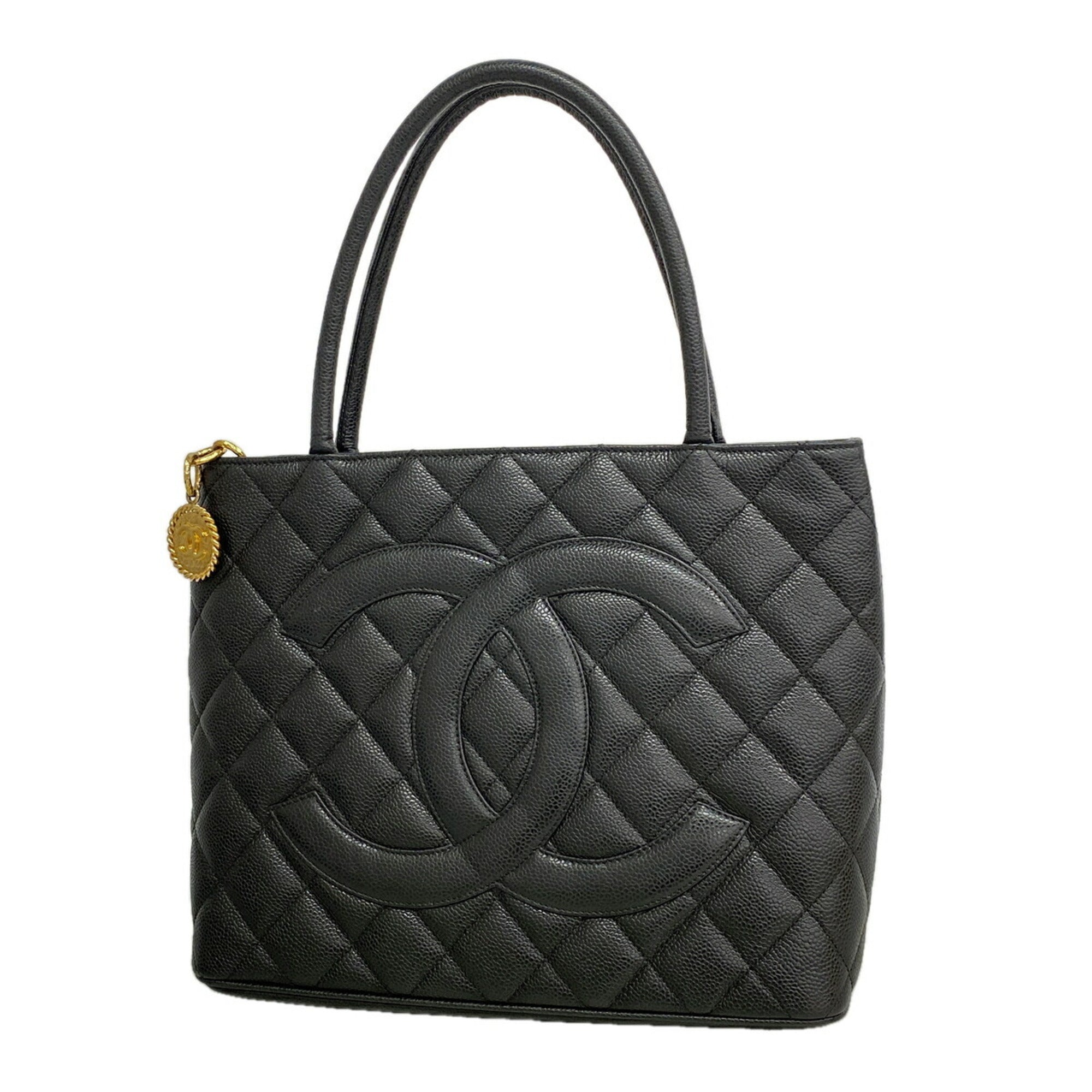 Chanel Black Grained Calfskin Tote Bag (Pre-Owned)