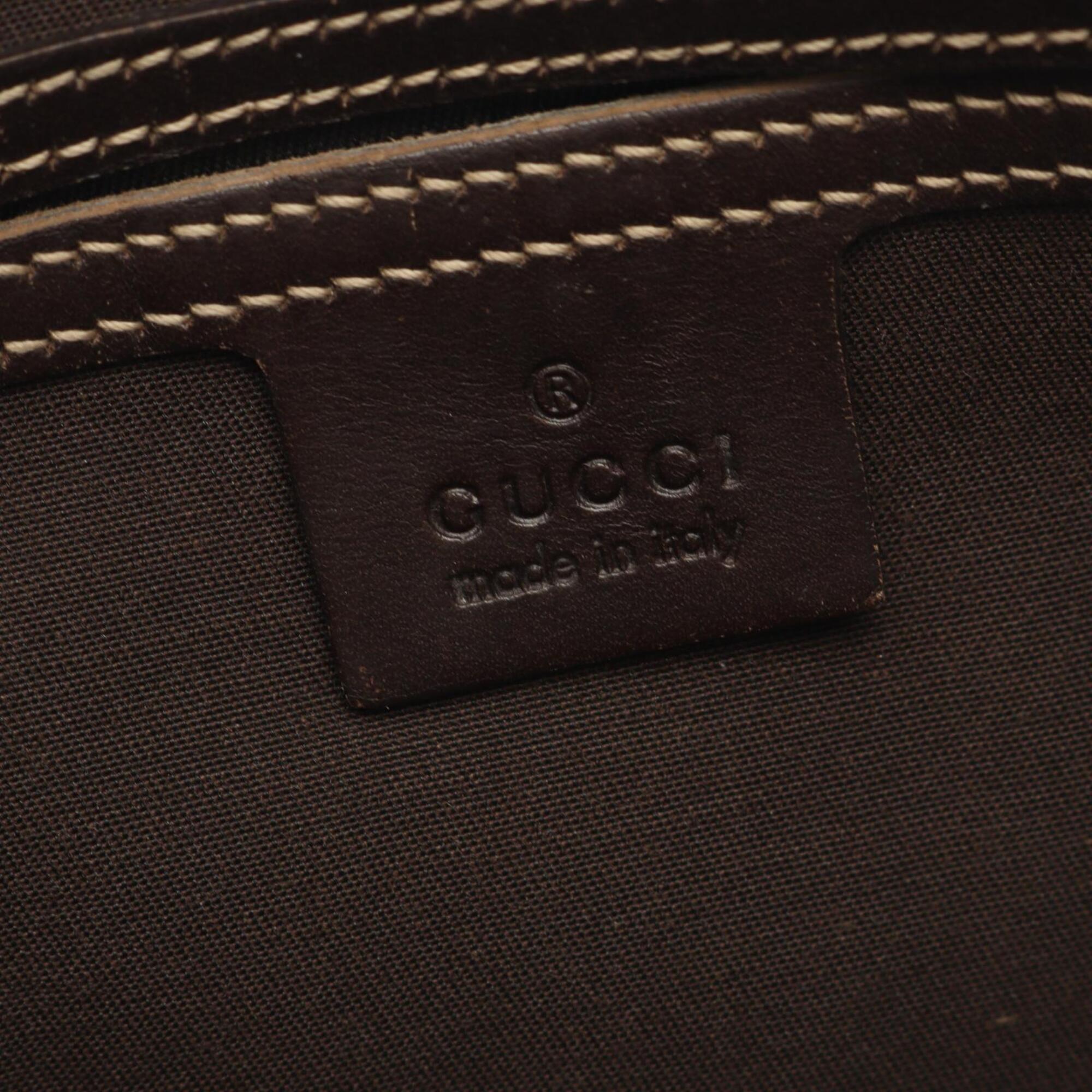 Gucci Beige Brown Coated Canvas Leather Handbag Shoulder Bag (Pre-Owned)