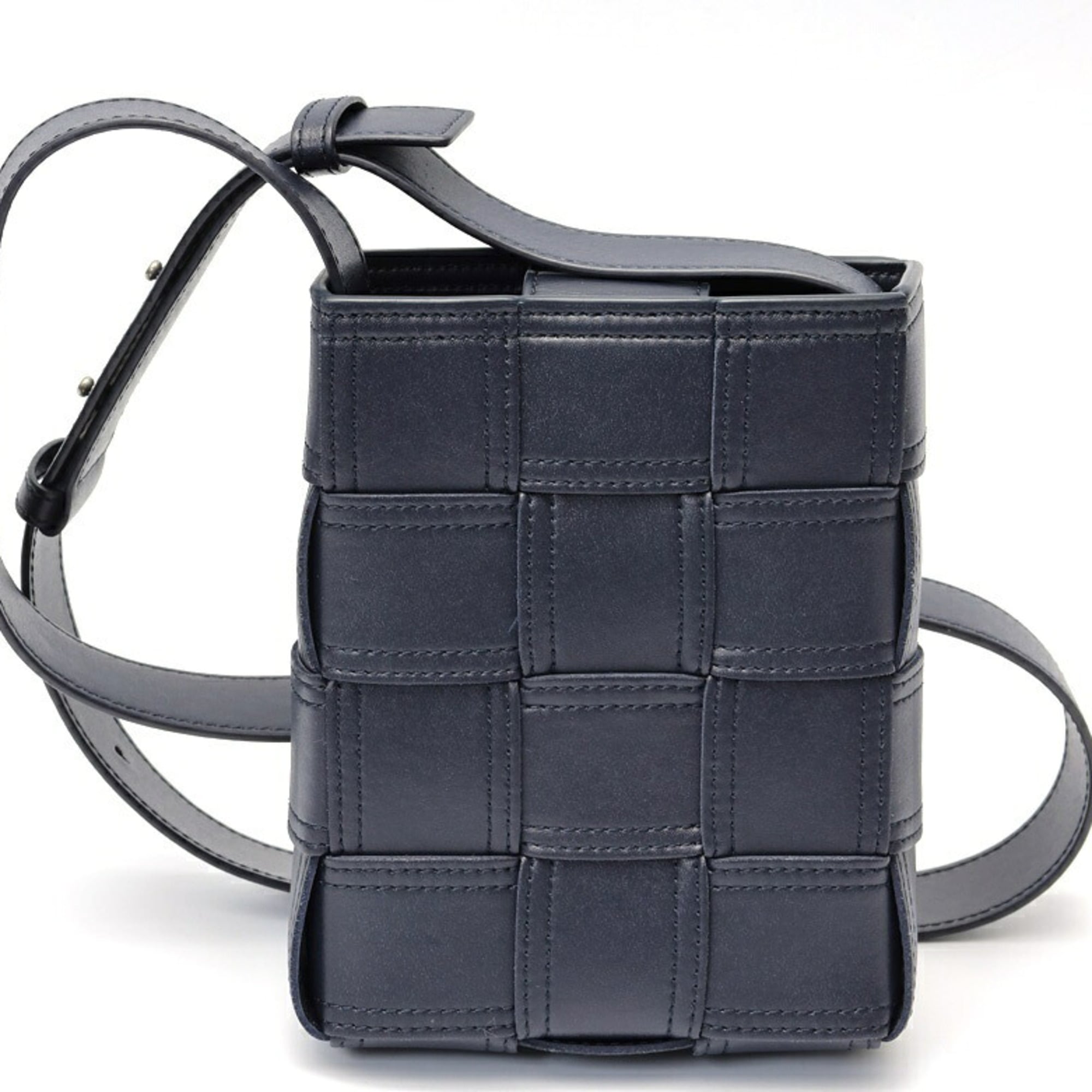 Bottega Veneta Navy Intrecciato Leather Sling Bag (Pre-Owned)