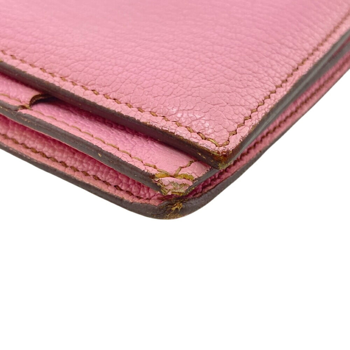 Hermes Pink Chevre Myzore Leather Long Wallet (Bi-Fold) (Pre-Owned)