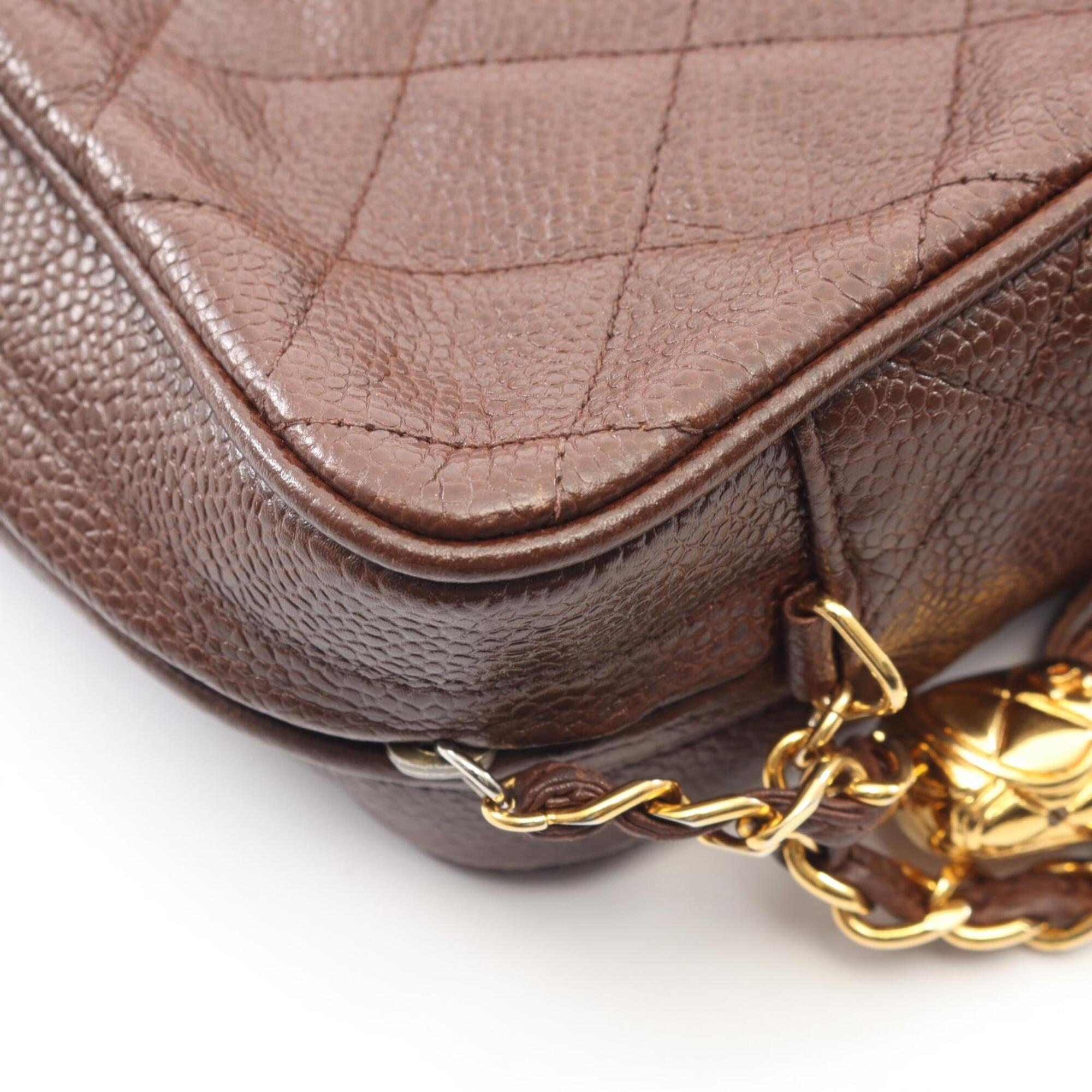 Chanel Brown Grained Calfskin Handbag Shoulder Bag (Pre-Owned)