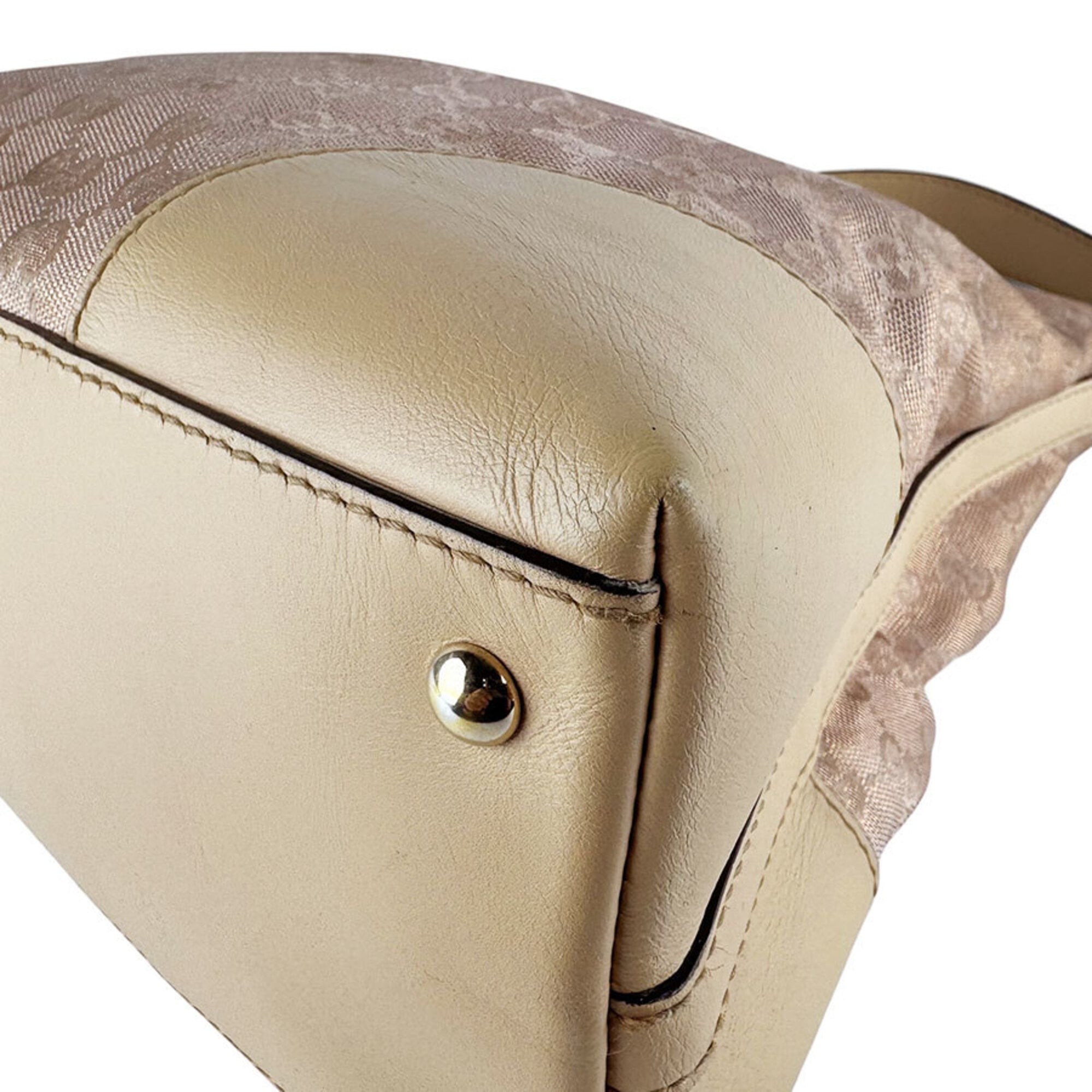 Gucci Beige Metallic Pink Beige Gg Canvas Shoulder Bag (Pre-Owned)