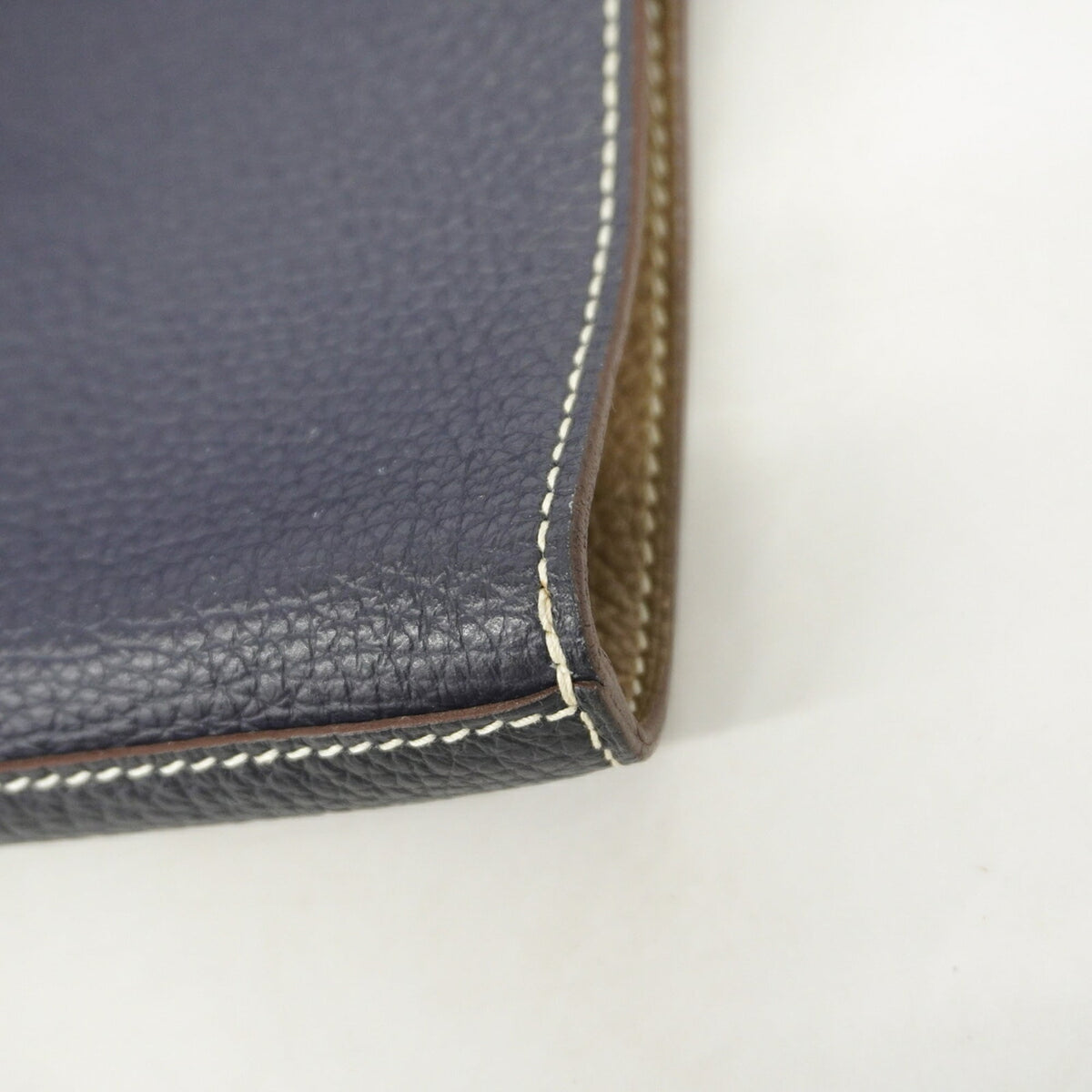 Hermes Blue Nuit Etoupe Gray Taurillon Clemence Leather Tote Bag (Pre-Owned)