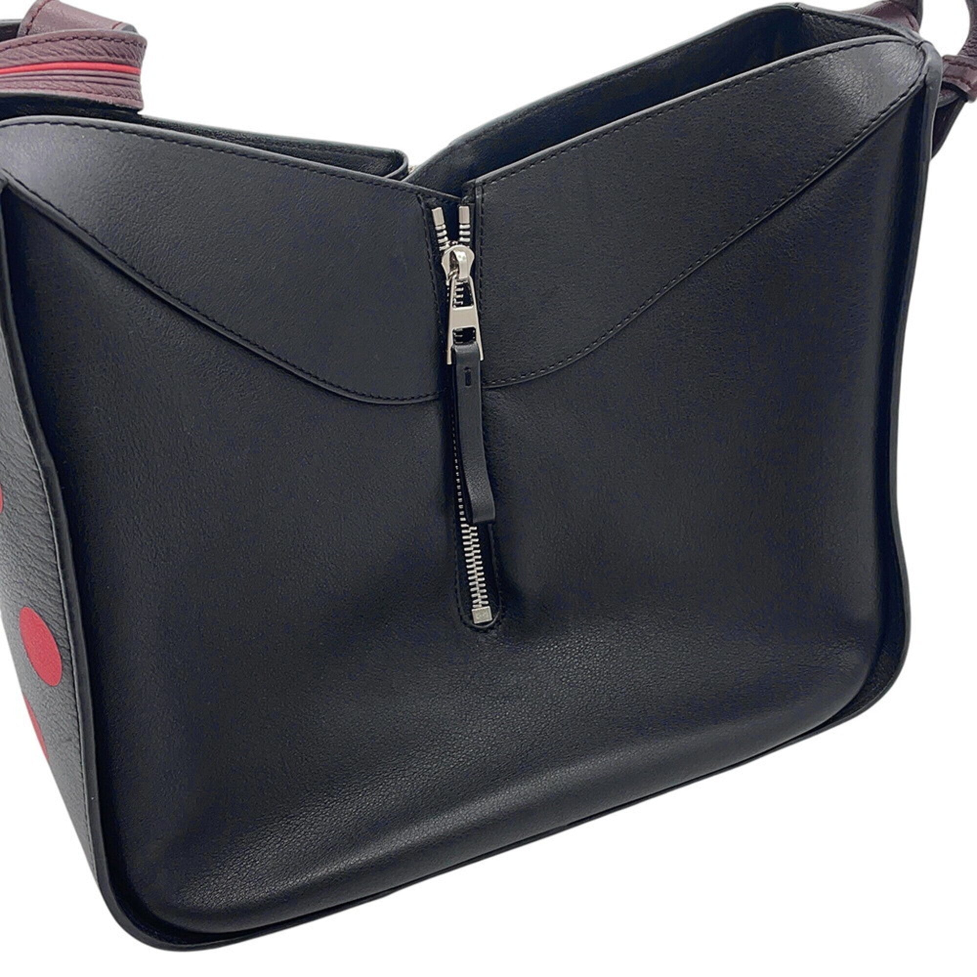 Loewe Hammock Black Red Color Leather Handbag Shoulder Bag (Pre-Owned)
