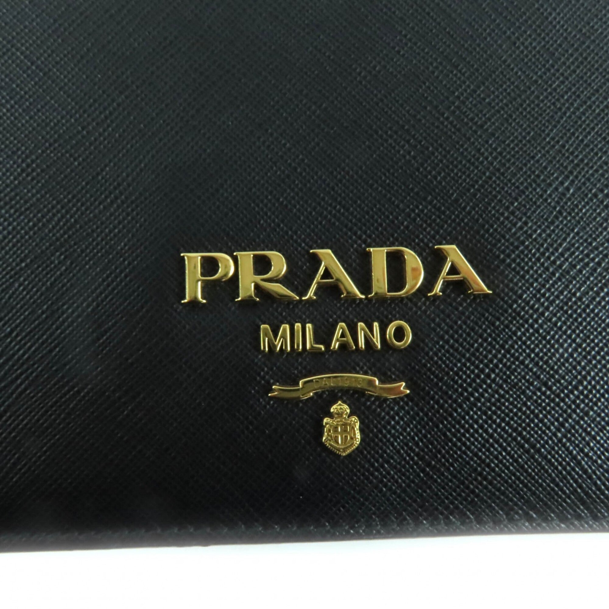 Prada Black Saffiano Triangle Leather Shoulder Bag (Pre-Owned)