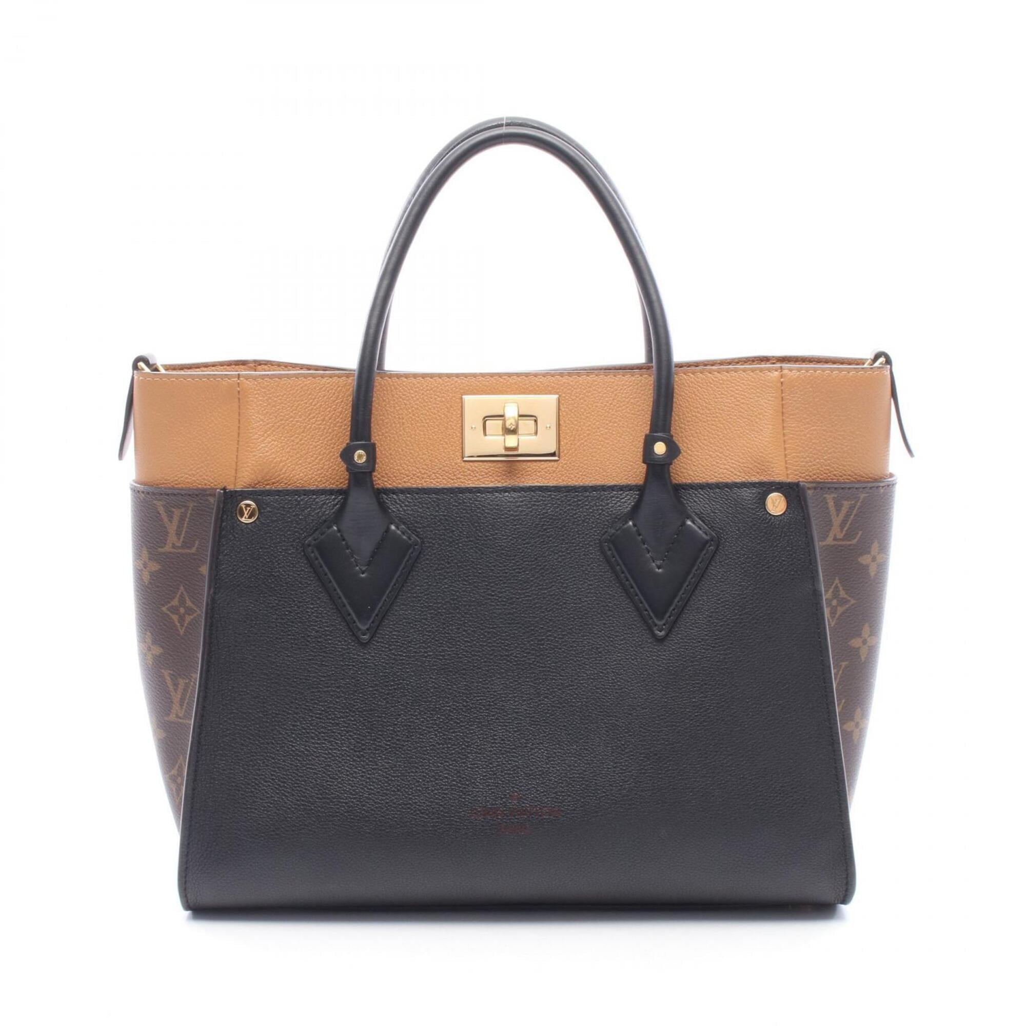 Louis Vuitton Black Brown Leather Coated Canvas Handbag (Pre-Owned)