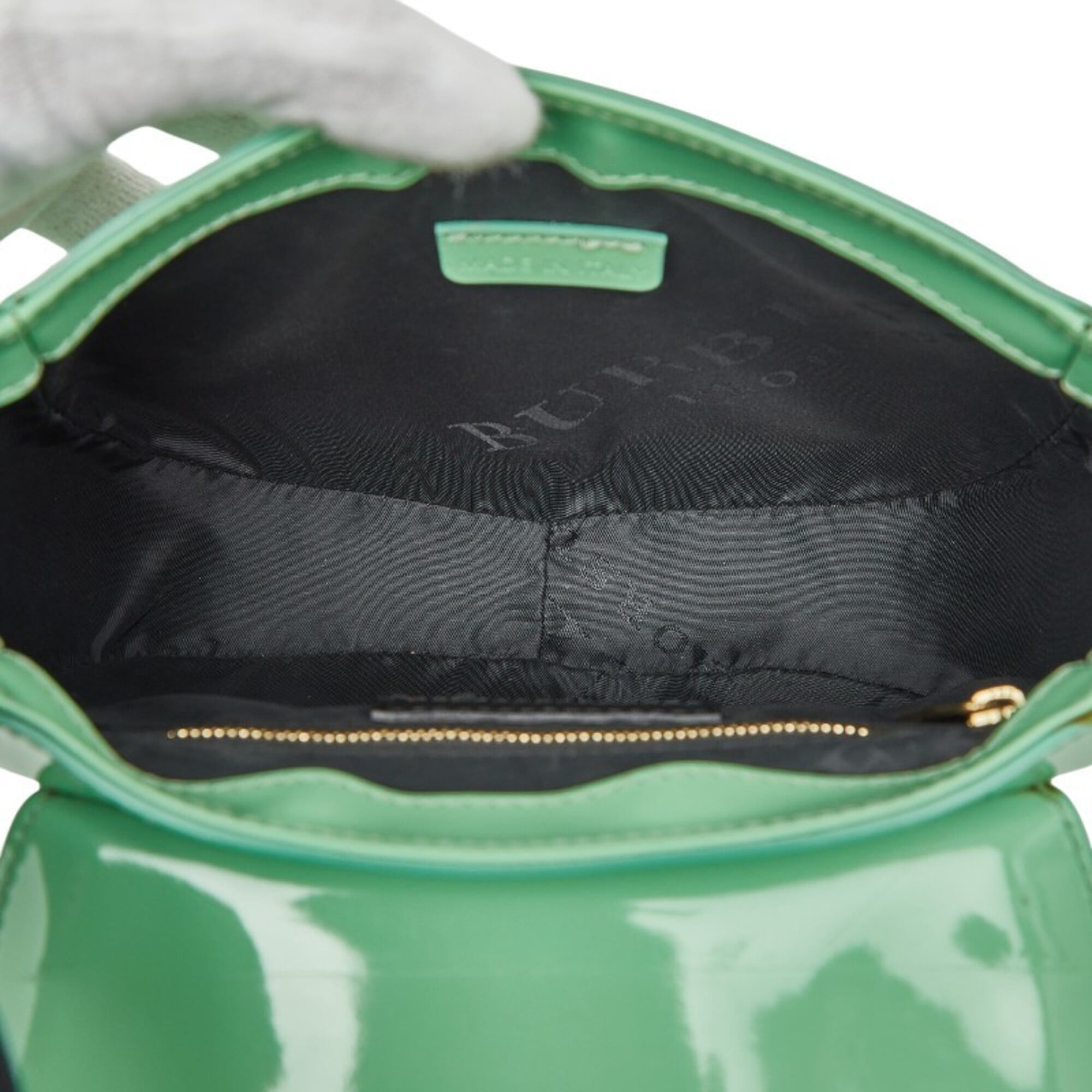 Burberry Green Patent Leather Shoulder Bag (Pre-Owned)