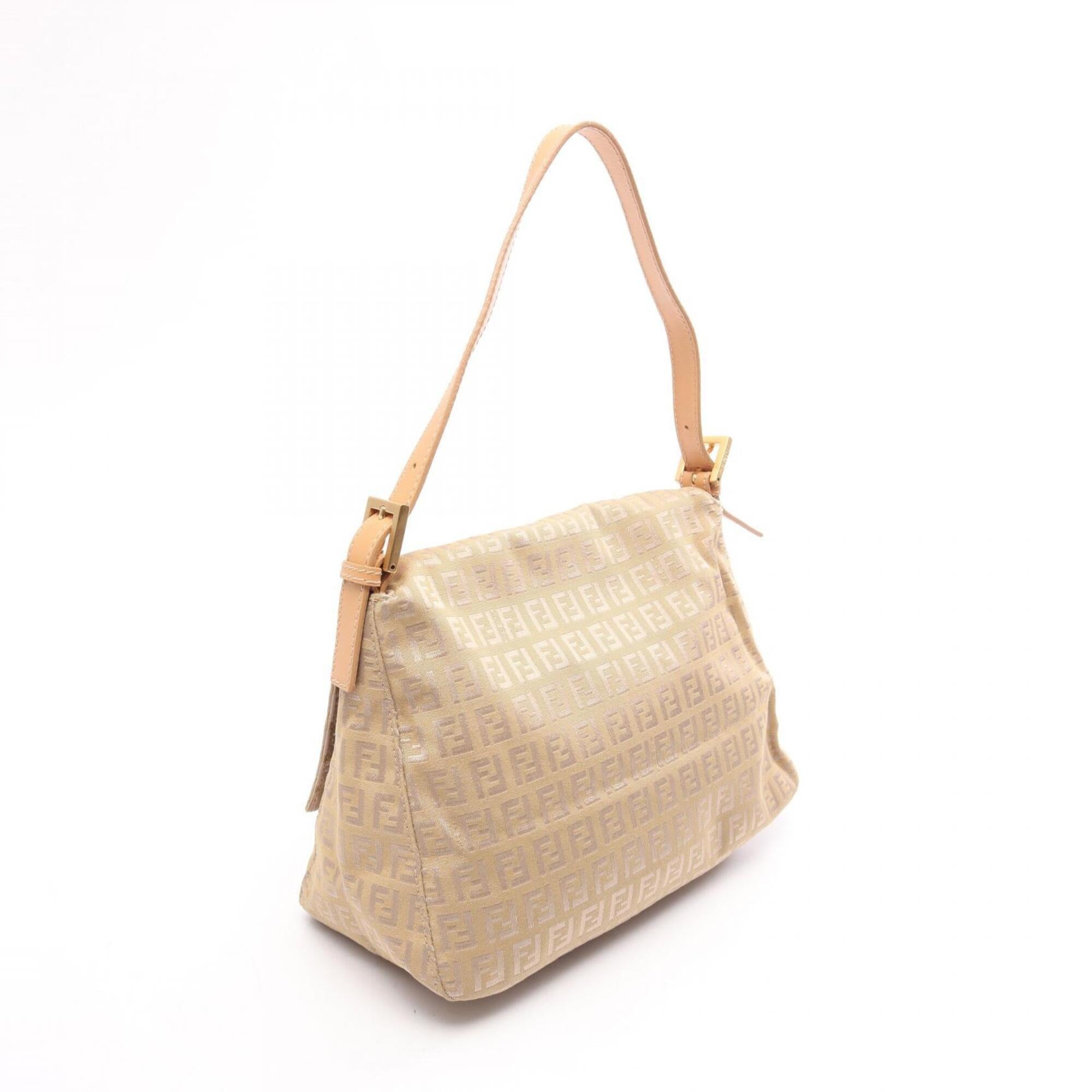 Fendi Beige Canvas Leather Handbag Shoulder Bag (Pre-Owned)