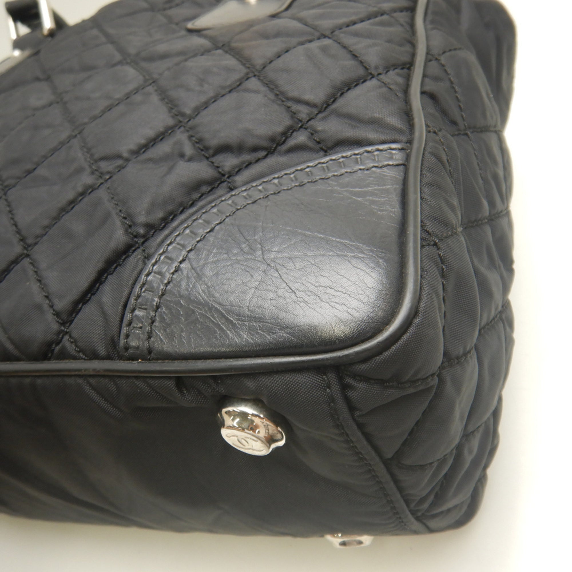Chanel Black Nylon Leather Tote Bag (Pre-Owned)