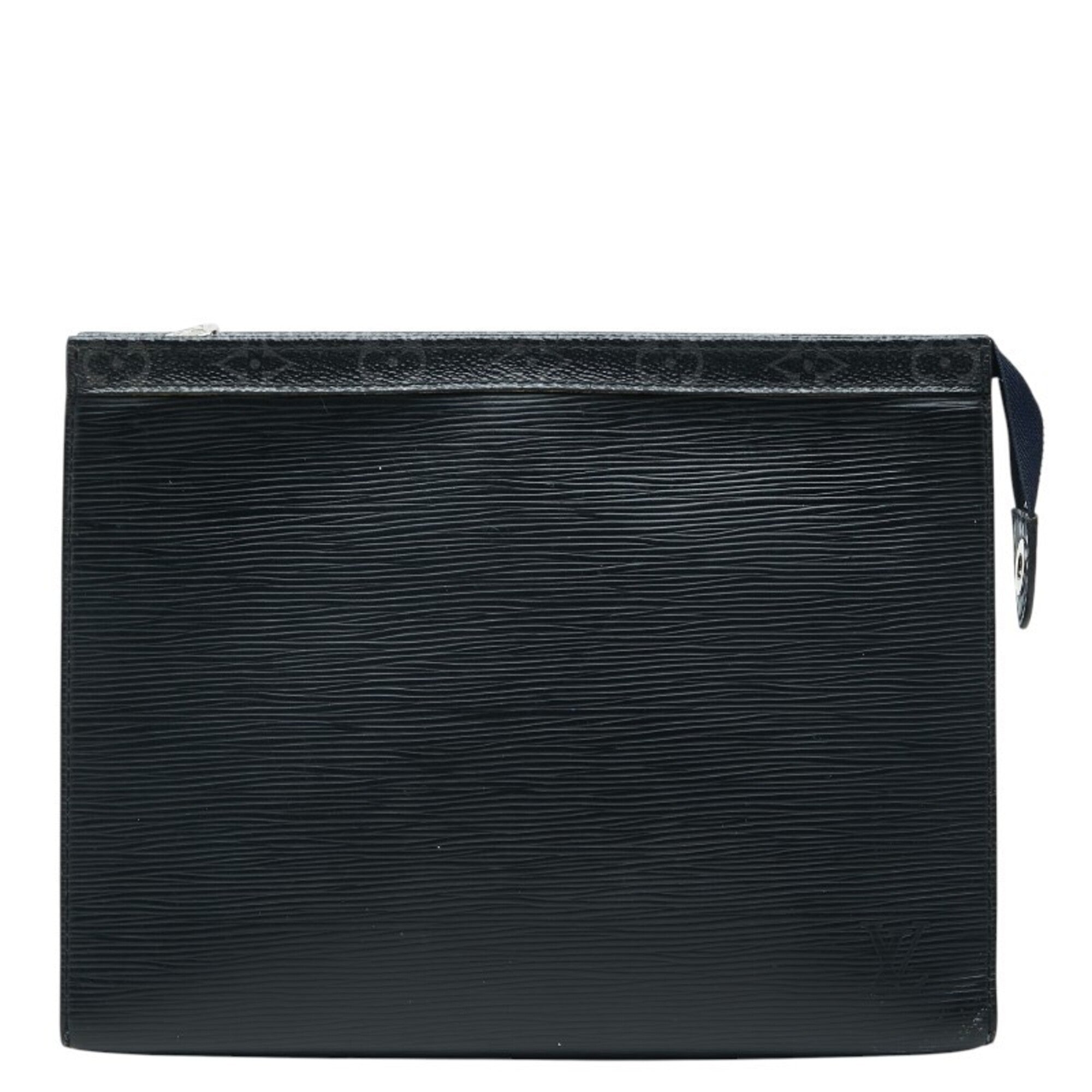 Louis Vuitton Black Blue Gray Noir Pvc Leather Clutch Bag Pochette (Pre-Owned)