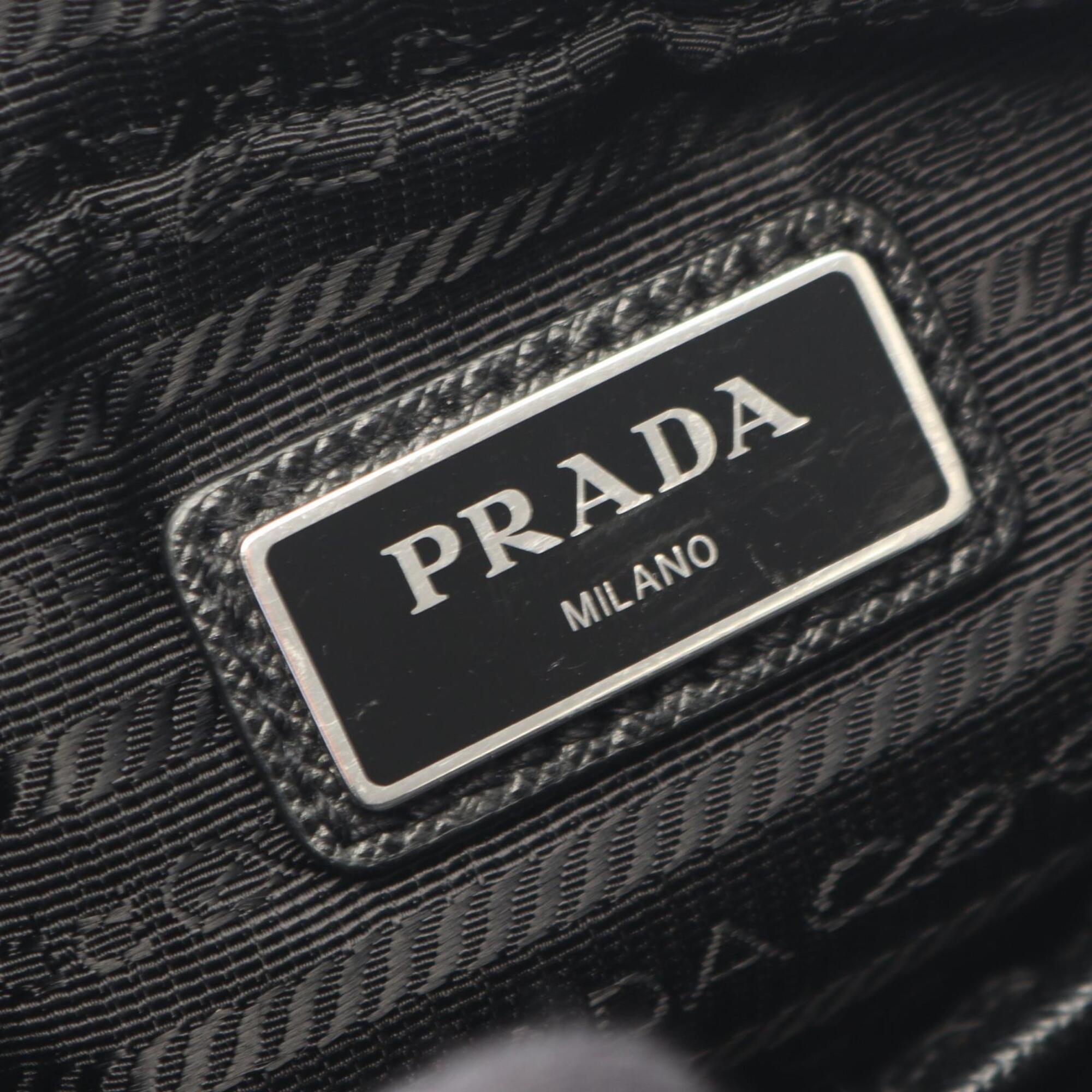 Prada Black Nylon Leather Handbag Pouch Shoulder Bag (Pre-Owned)