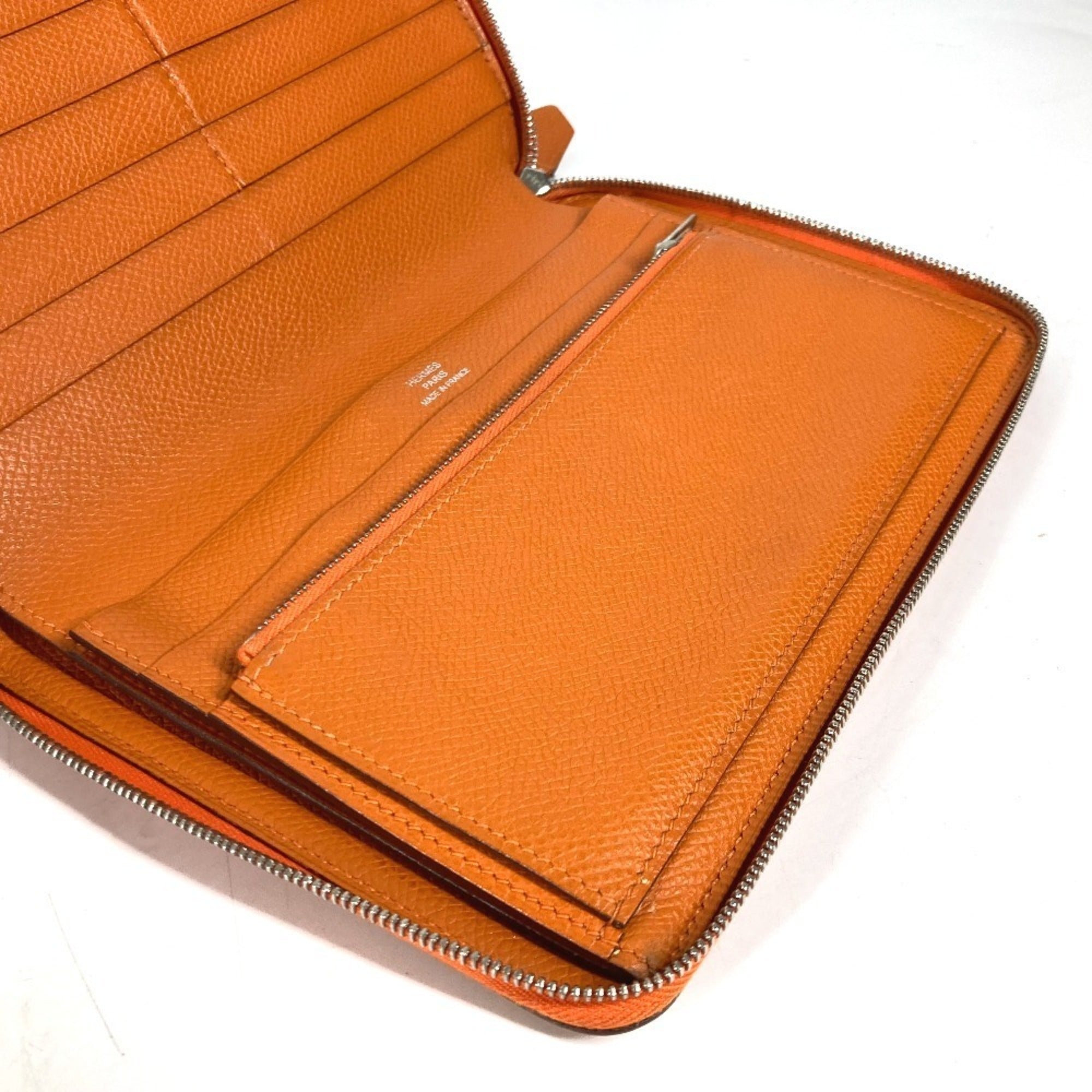 Hermes Orange Leather Long Wallet (Bi-Fold) (Pre-Owned)