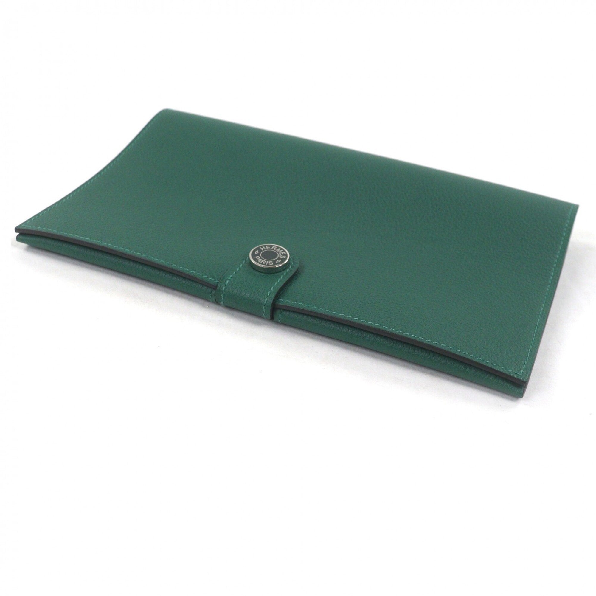 Hermes Vert Fonce Evercalf Leather Long Bill Wallet (Bi-Fold) (Pre-Owned)