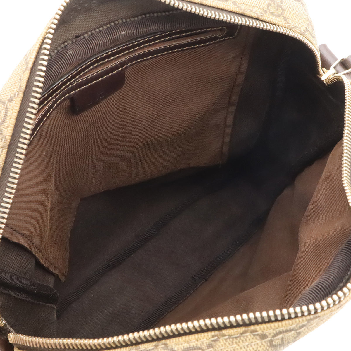 Gucci Gg Plus Beige Dark Brown Khaki Gg Supreme Canvas Pvc Coated Canvas Leather Shoulder Bag (Pre-Owned)