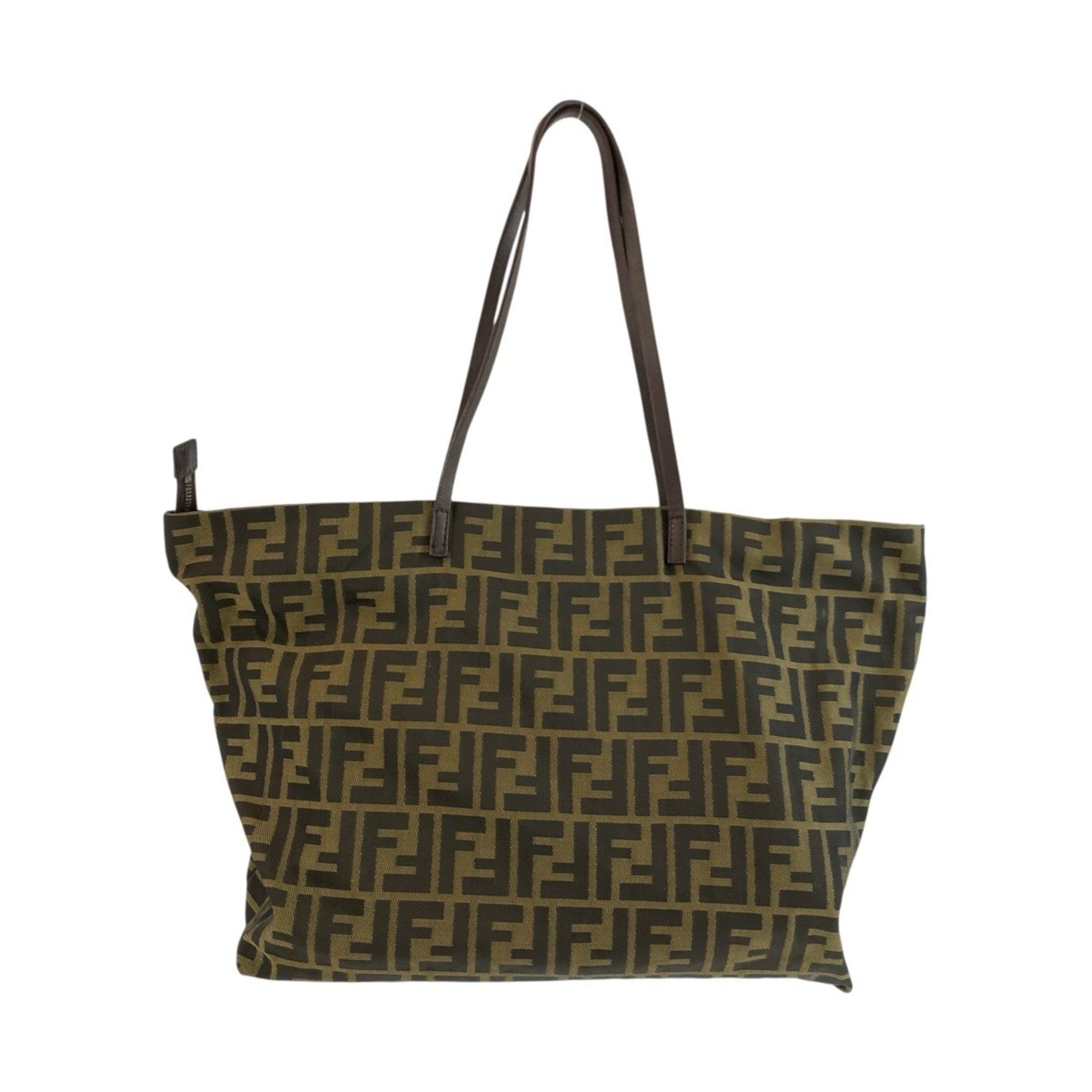 Fendi Brown Canvas Leather Shoulder Bag Tote Bag (Pre-Owned)