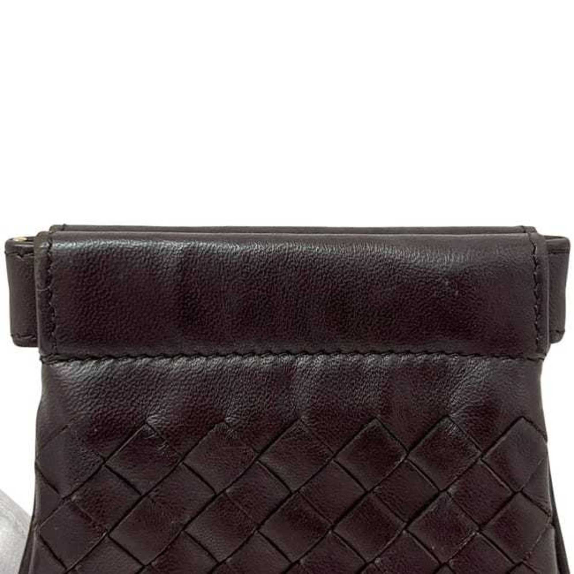 Bottega Veneta Intrecciato Brown Leather Coin Purse/Coin Case (Pre-Owned)