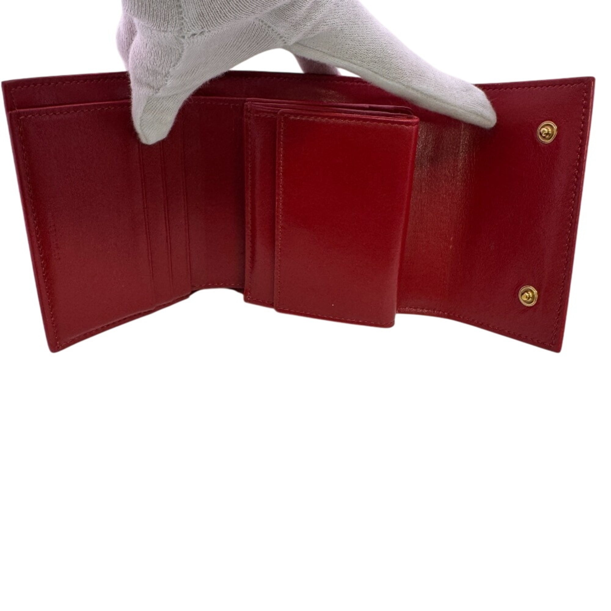 Celine Red Color Leather Wallet (Tri-Fold) (Pre-Owned)