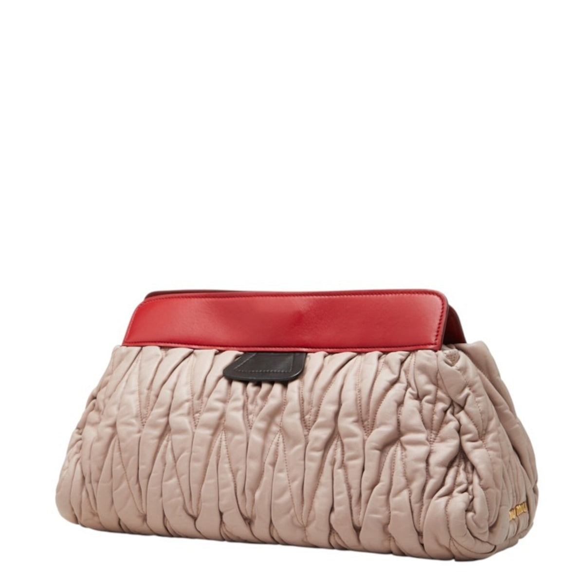 Miu Miu Matelasse Pink Beige Red Color Leather Shoulder Bag (Pre-Owned)
