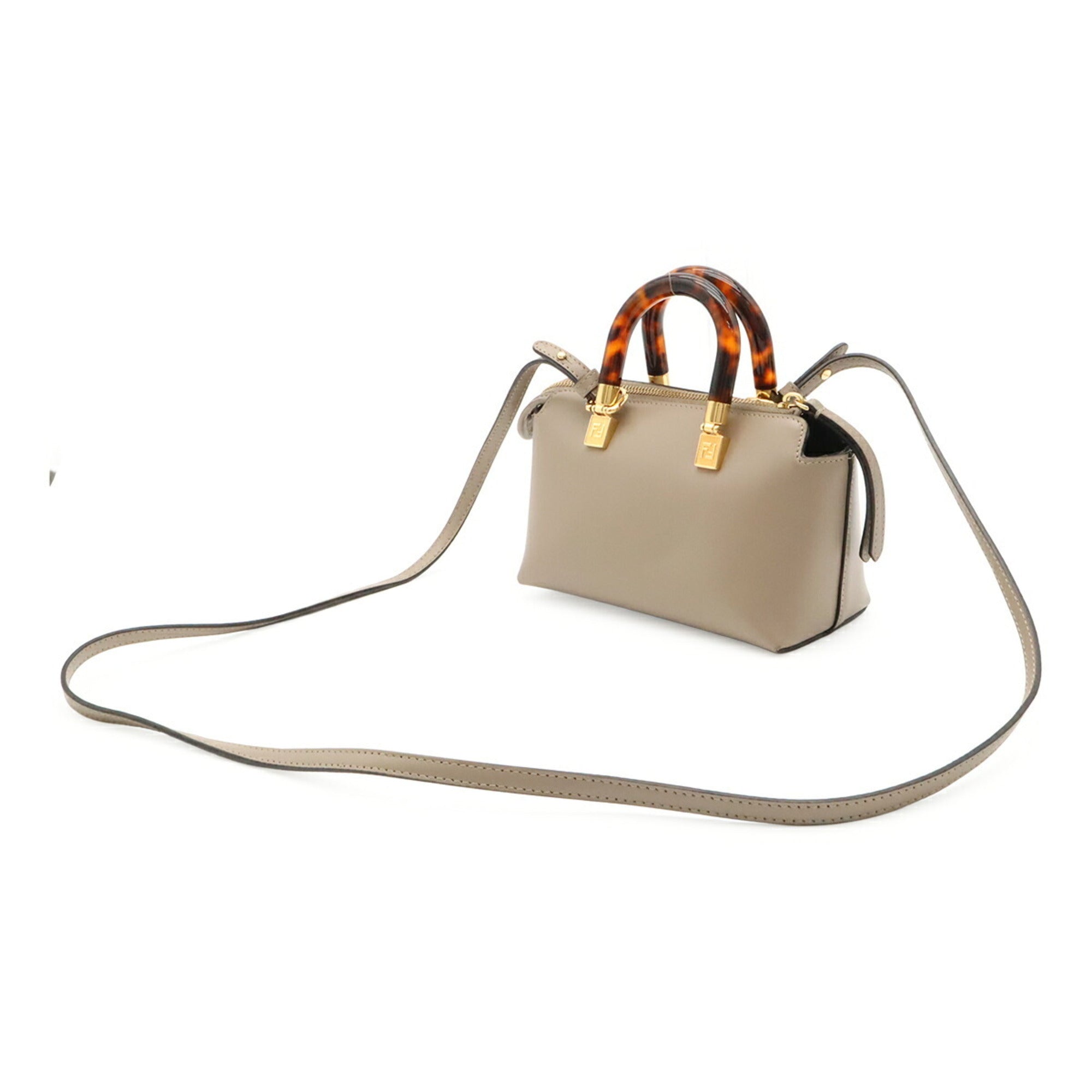 Fendi Grayish Leather Handbag Pochette Shoulder Bag (Pre-Owned)