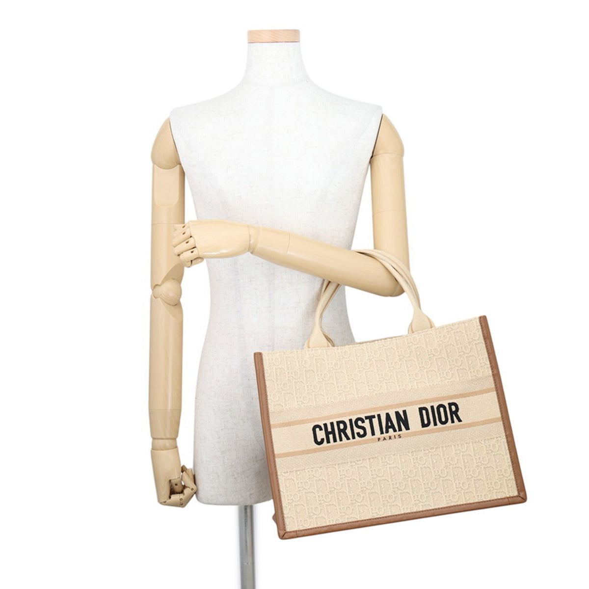 Christian Dior Beige Brown Canvas Handbag Tote Bag (Pre-Owned)