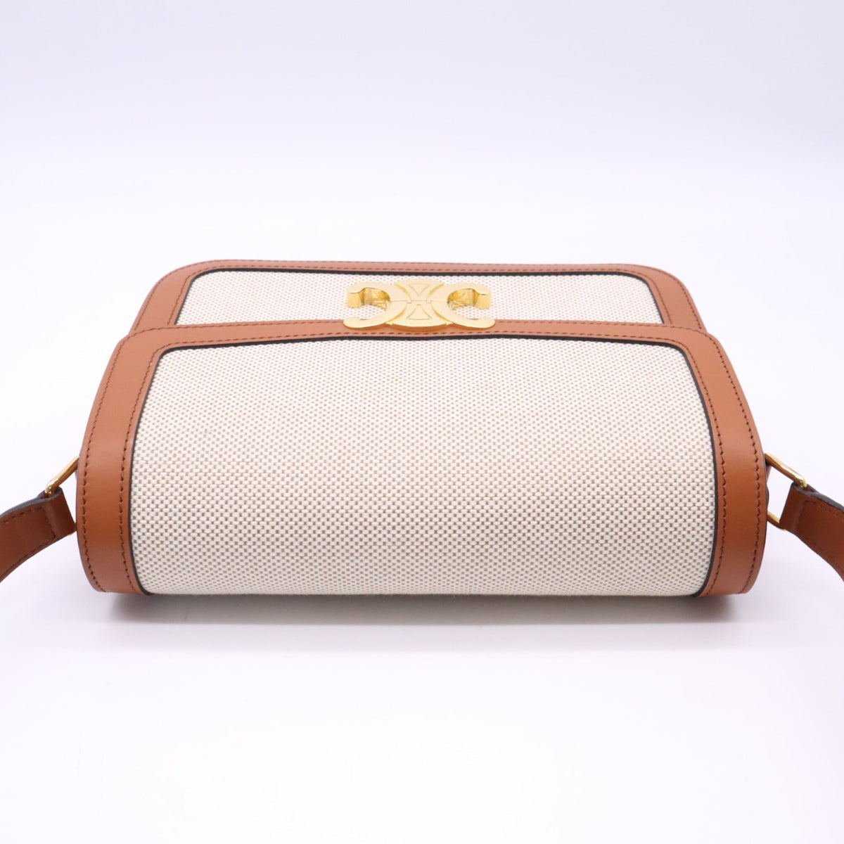 Celine Beige Brown Canvas Leather Shoulder Bag (Pre-Owned)