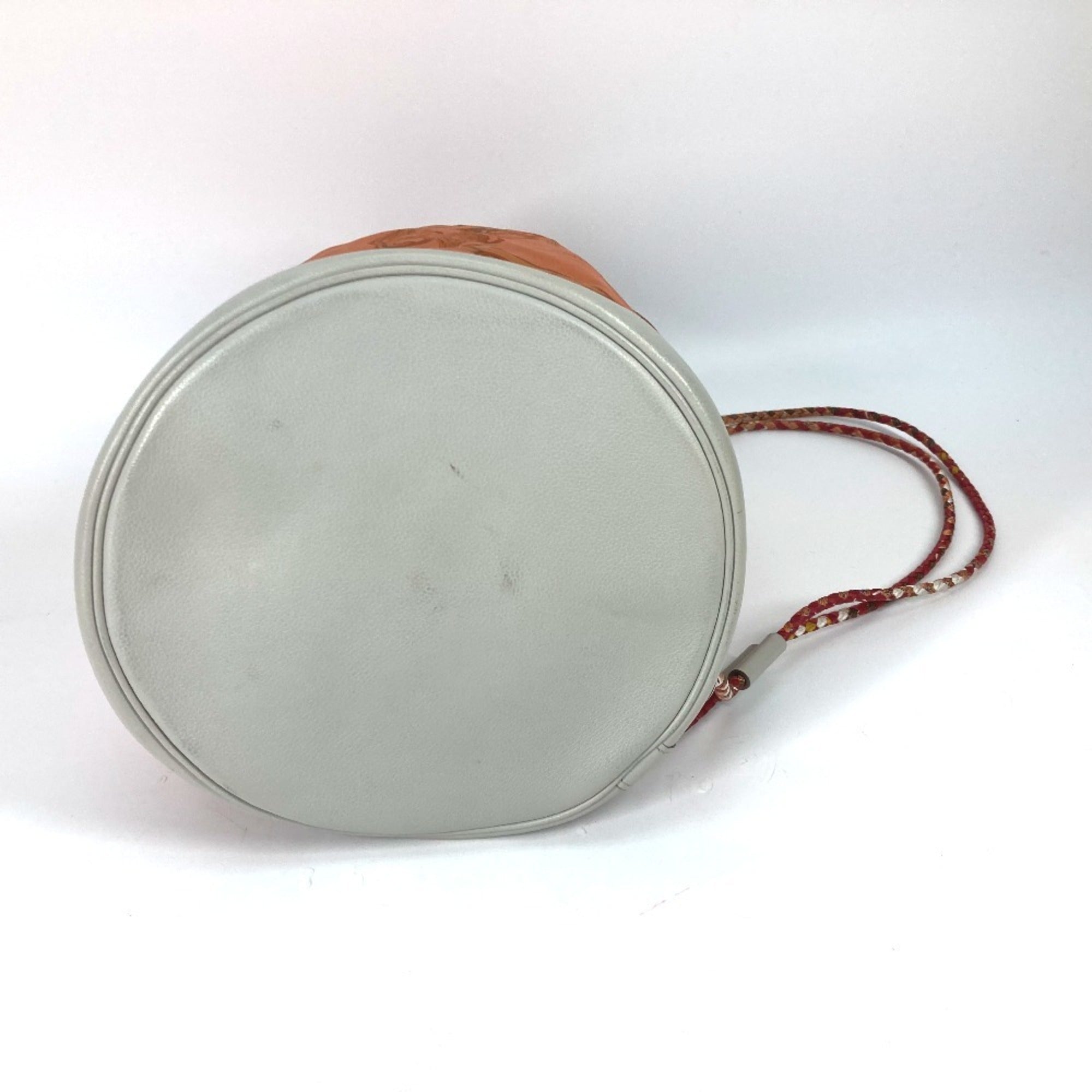 Hermes Orange White Silk Leather Shoulder Bag (Pre-Owned)