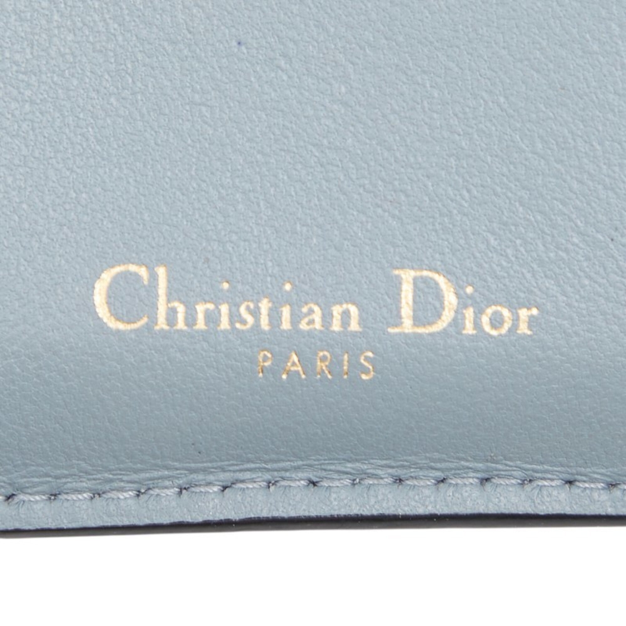 Christian Dior Light Blue Gray Leather Wallet (Bi-Fold) (Pre-Owned)