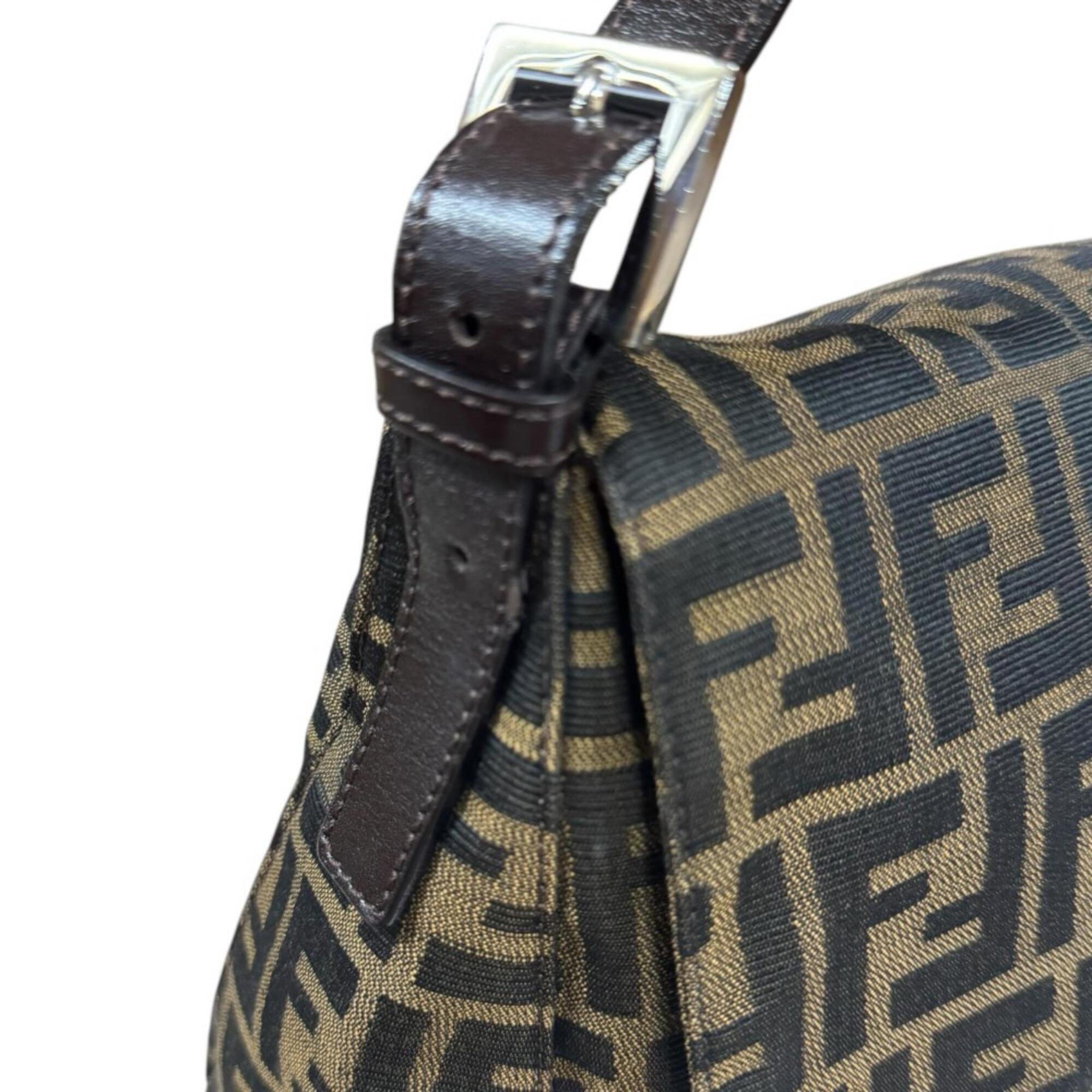 Fendi Zucca Brown Canvas Shoulder Bag (Pre-Owned)
