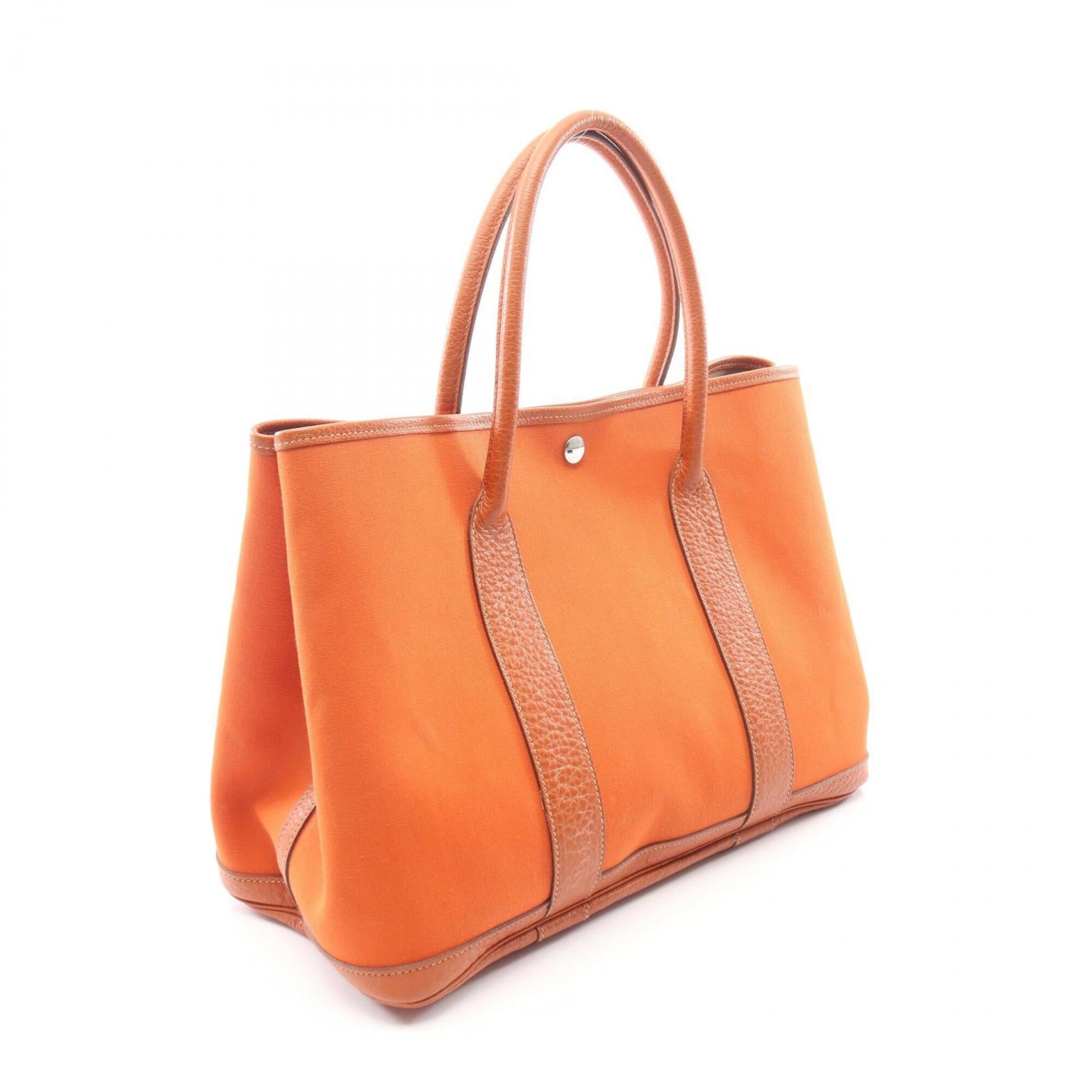 Hermes Brown Buffalo Leather Toile Officier Handbag Tote Bag (Pre-Owned)