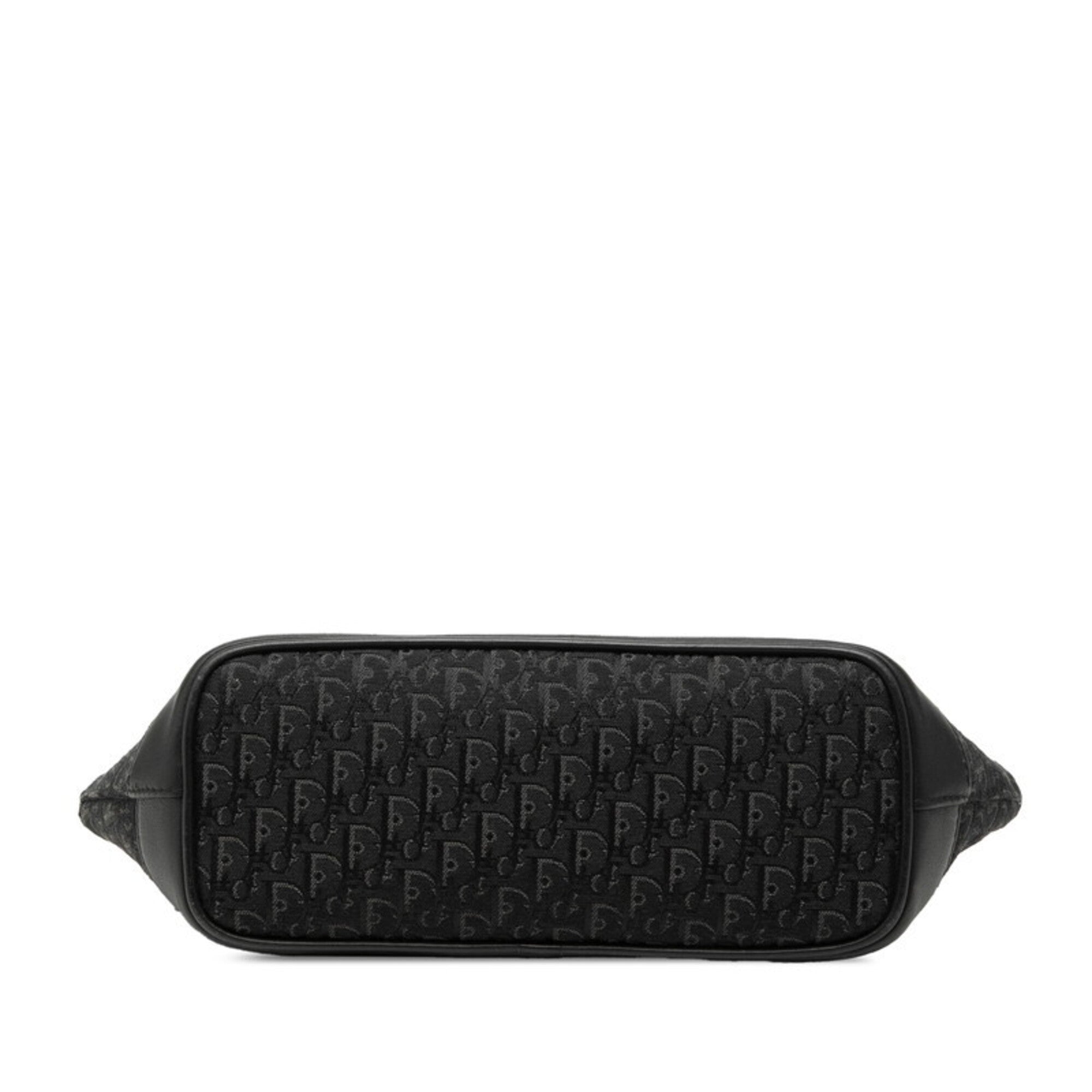 Christian Dior Black Leather Canvas Handbag (Pre-Owned)