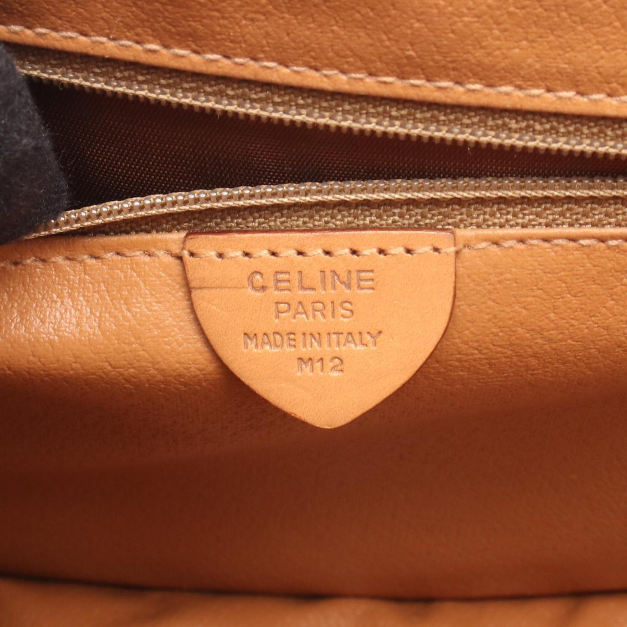 Celine Brown Coated Canvas Leather Handbag Shoulder Bag (Pre-Owned)