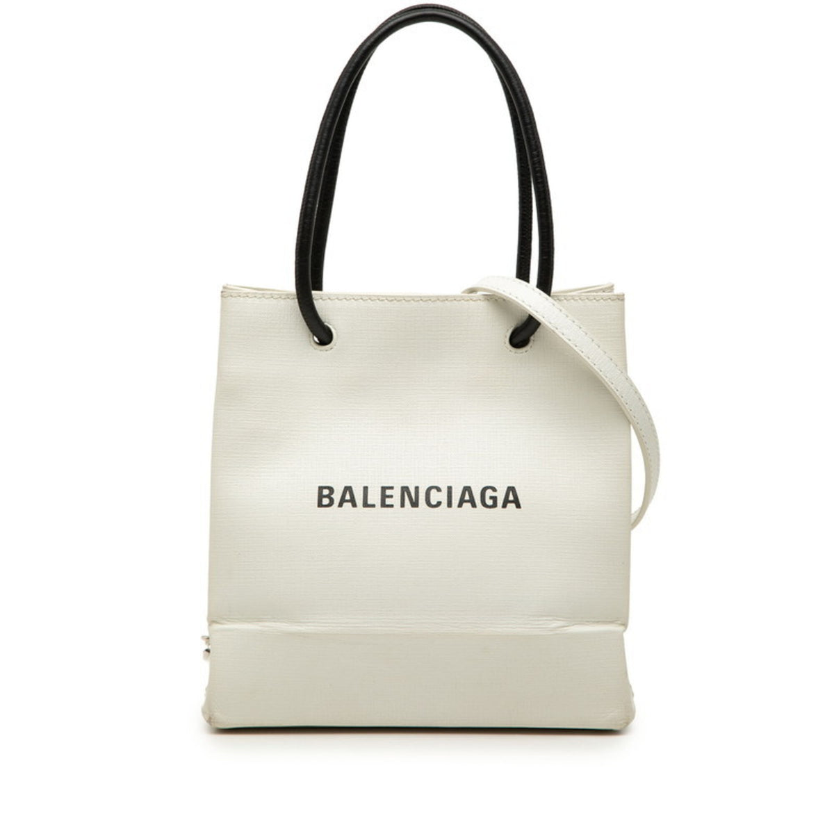 Balenciaga Black White Leather Handbag Shoulder Bag (Pre-Owned)