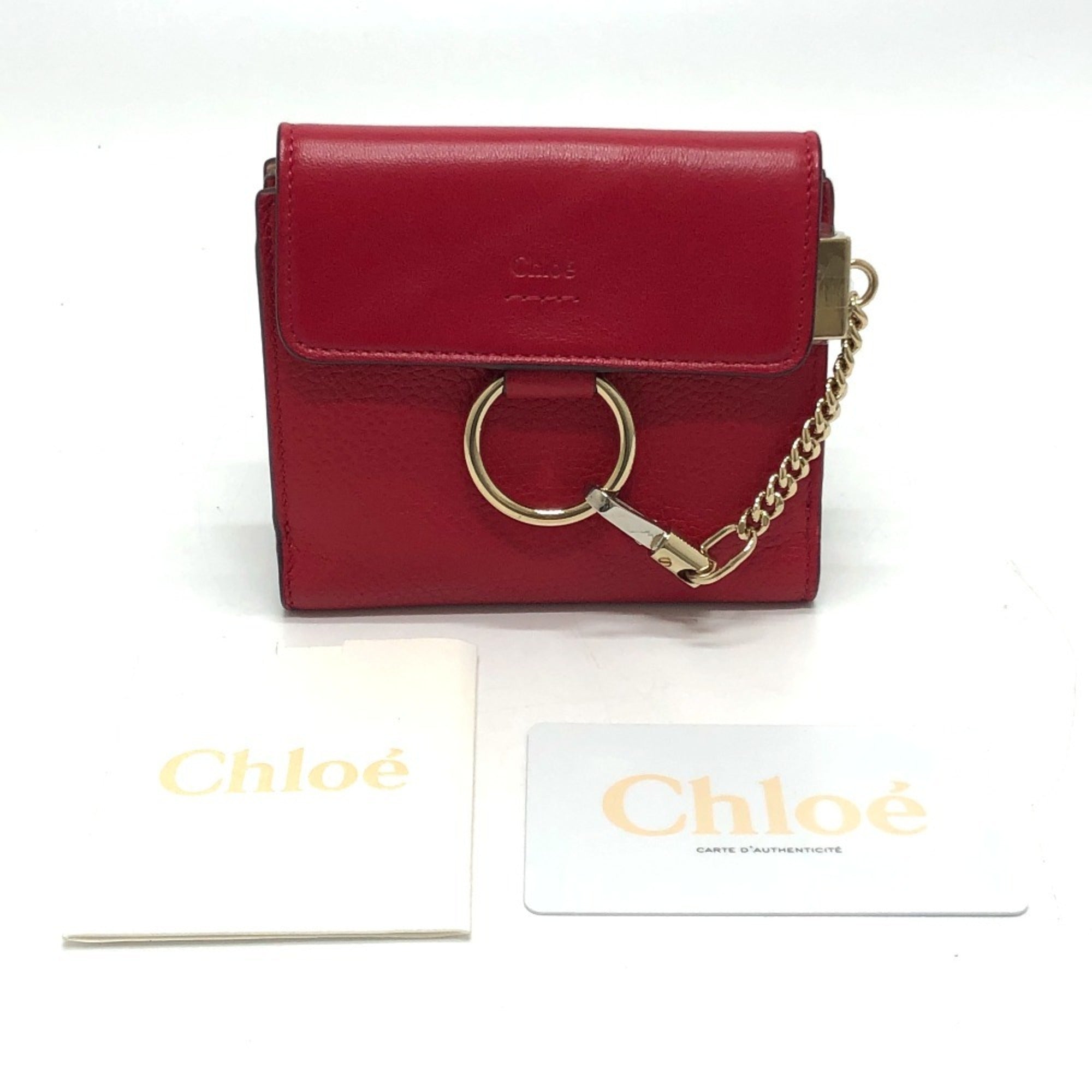 Chloé Red Color Leather Wallet (Bi-Fold) (Pre-Owned)